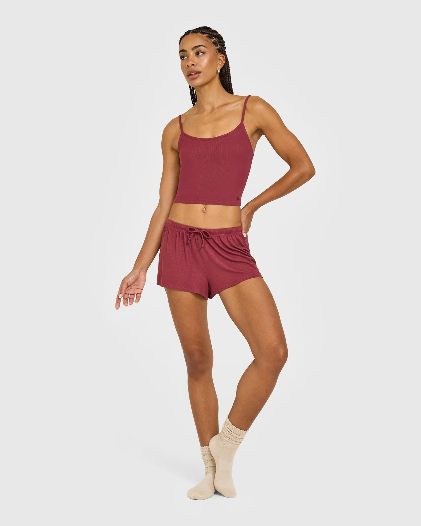 At Home Night Shorts | Burnt Maroon Red - Image 3