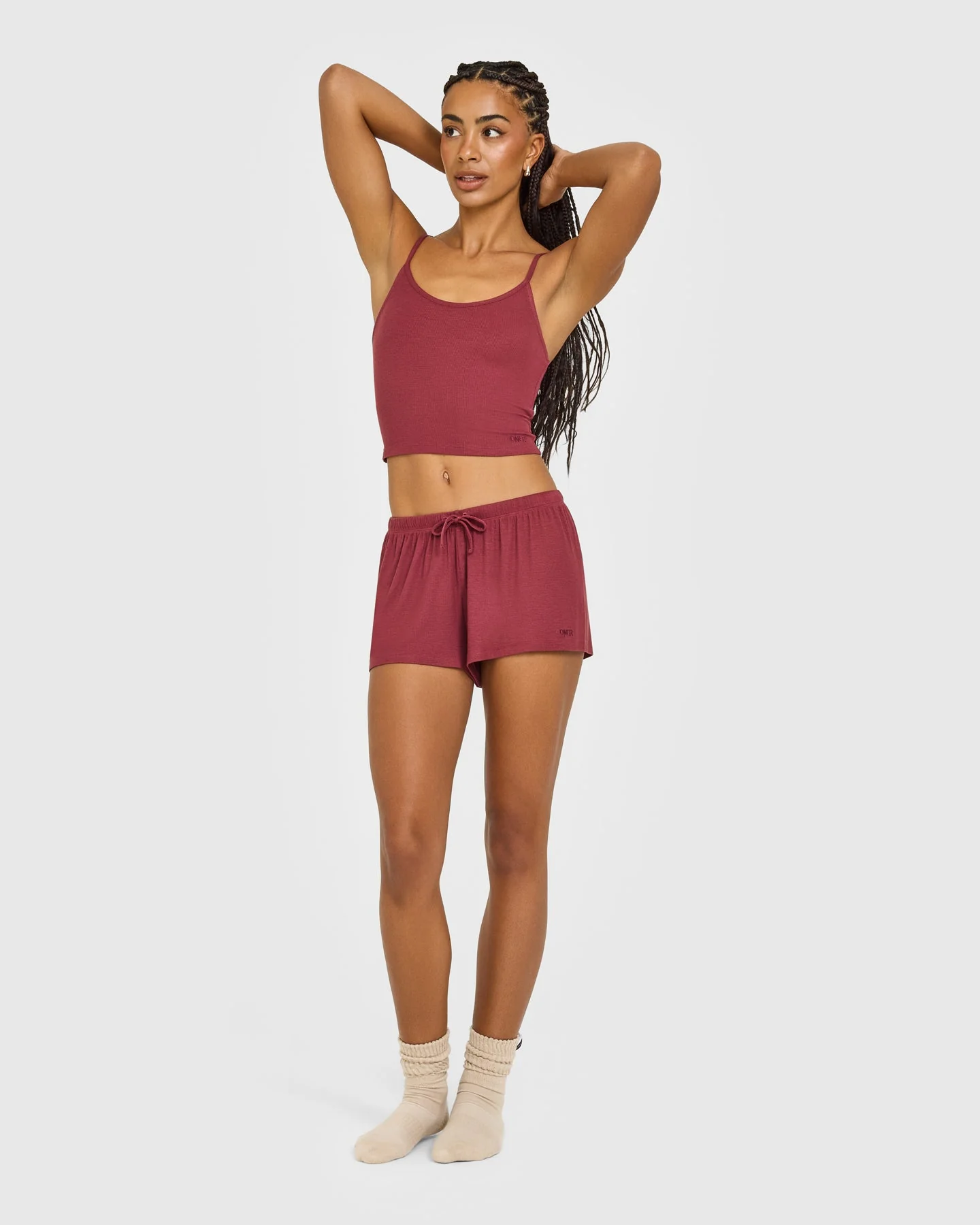 At Home Night Strappy Mid Vest | Burnt Maroon Red - Image 3