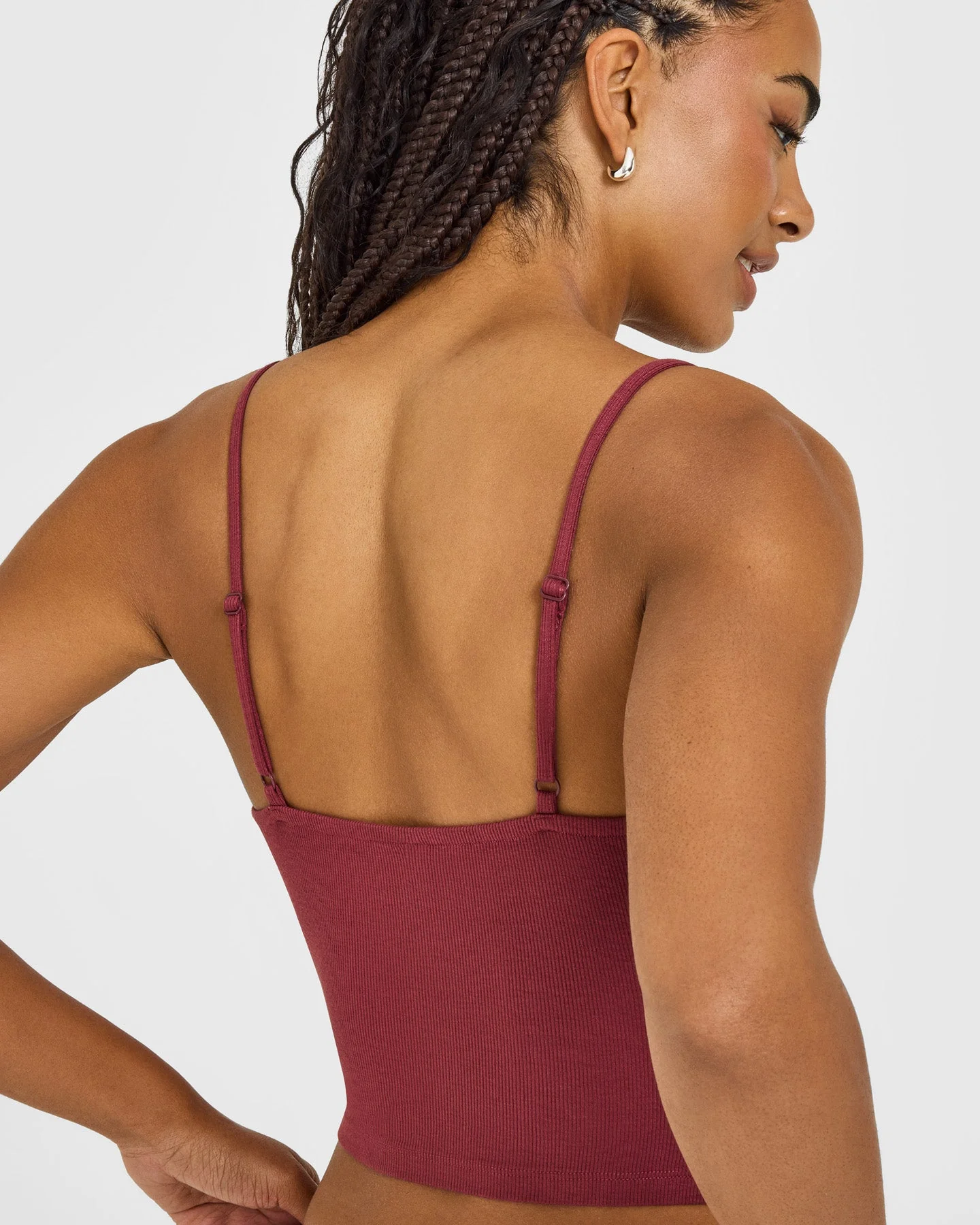 At Home Night Strappy Mid Vest | Burnt Maroon Red - Image 4