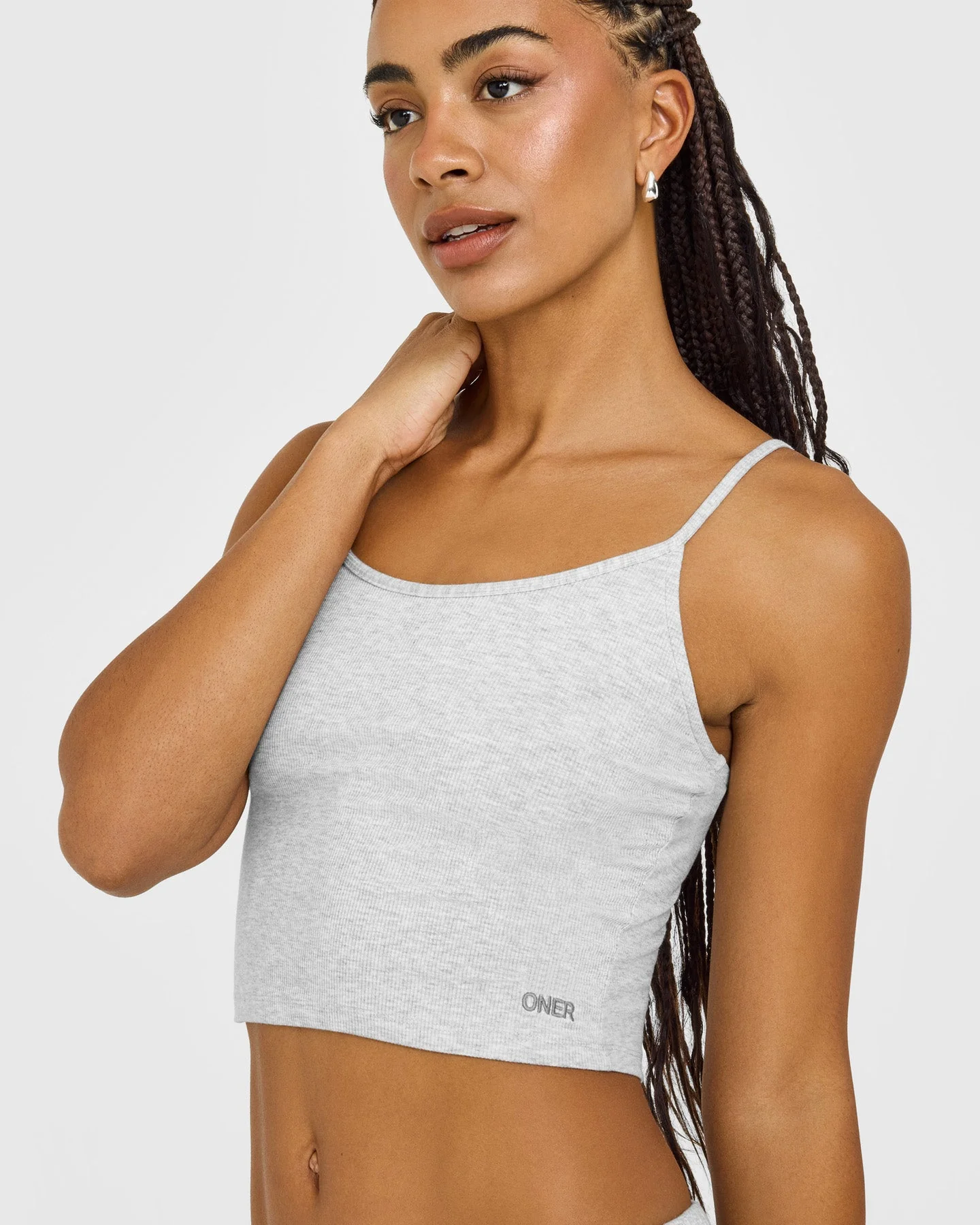 At Home Night Strappy Mid Vest | Grey Marl - Image 2