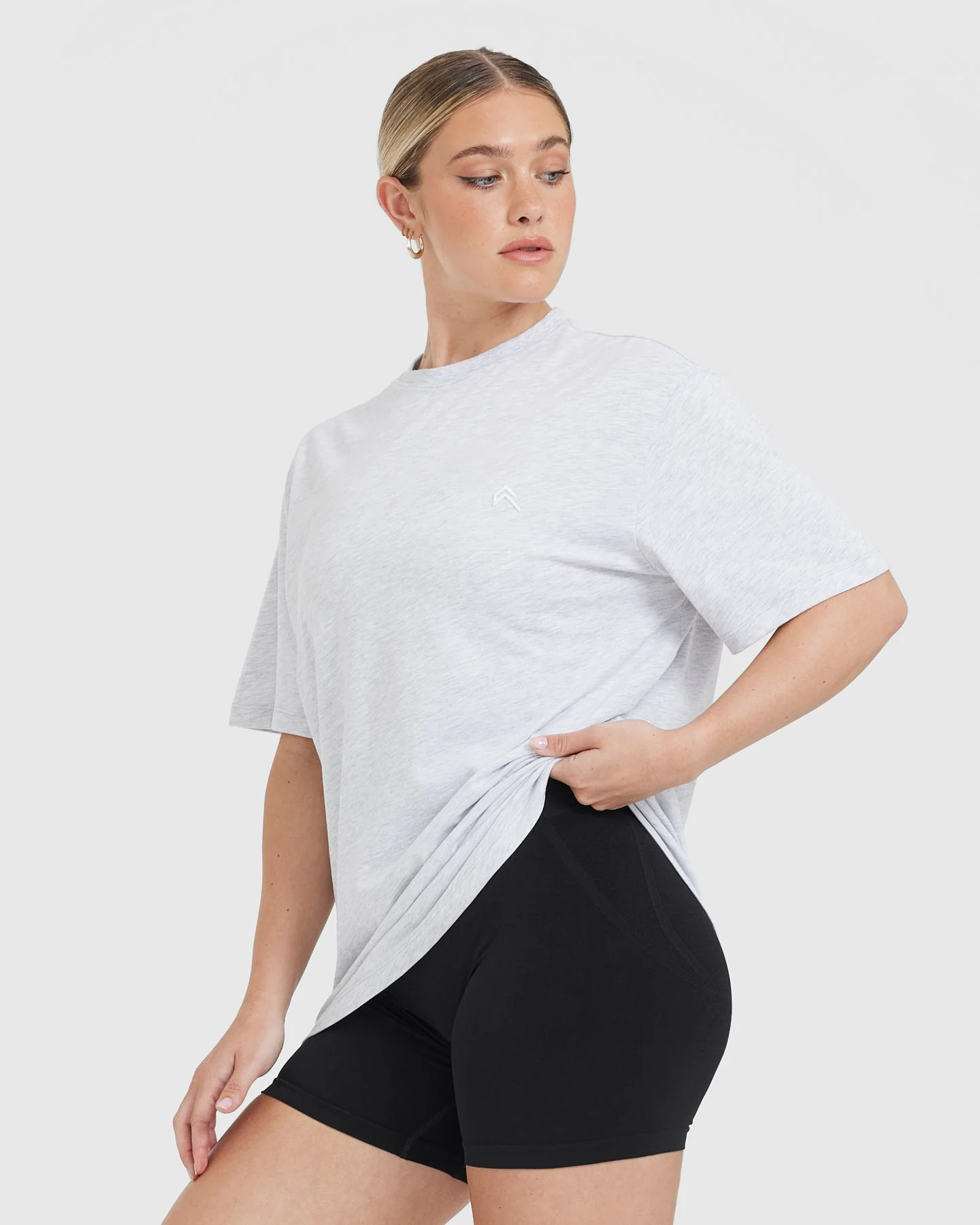 Classic Oversized Lightweight T-Shirt | Light Grey Marl - Image 3