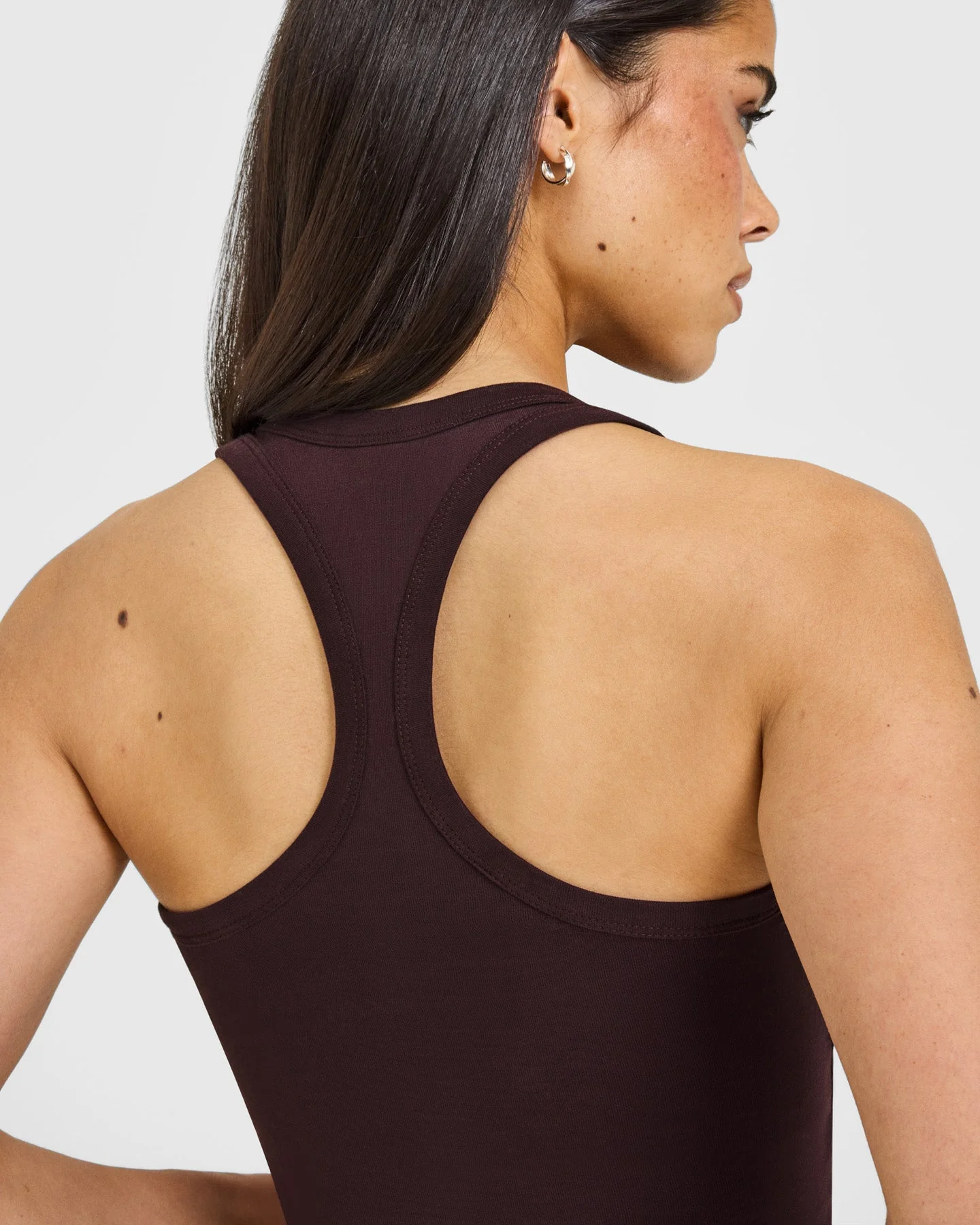 Cotton Fitted Mid Vest with Grey Logo | Plum Brown - Image 4