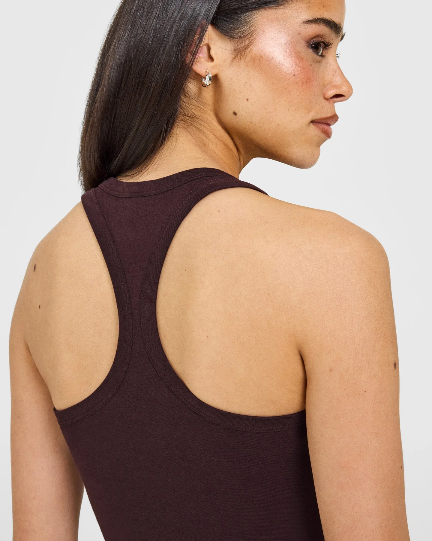 Cotton Fitted Vest with Grey Logo | Plum Brown - Image 4