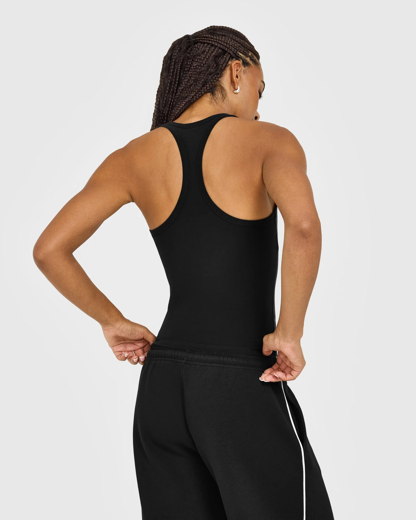 Cotton Racer Back Fitted Vest | Black - Image 2