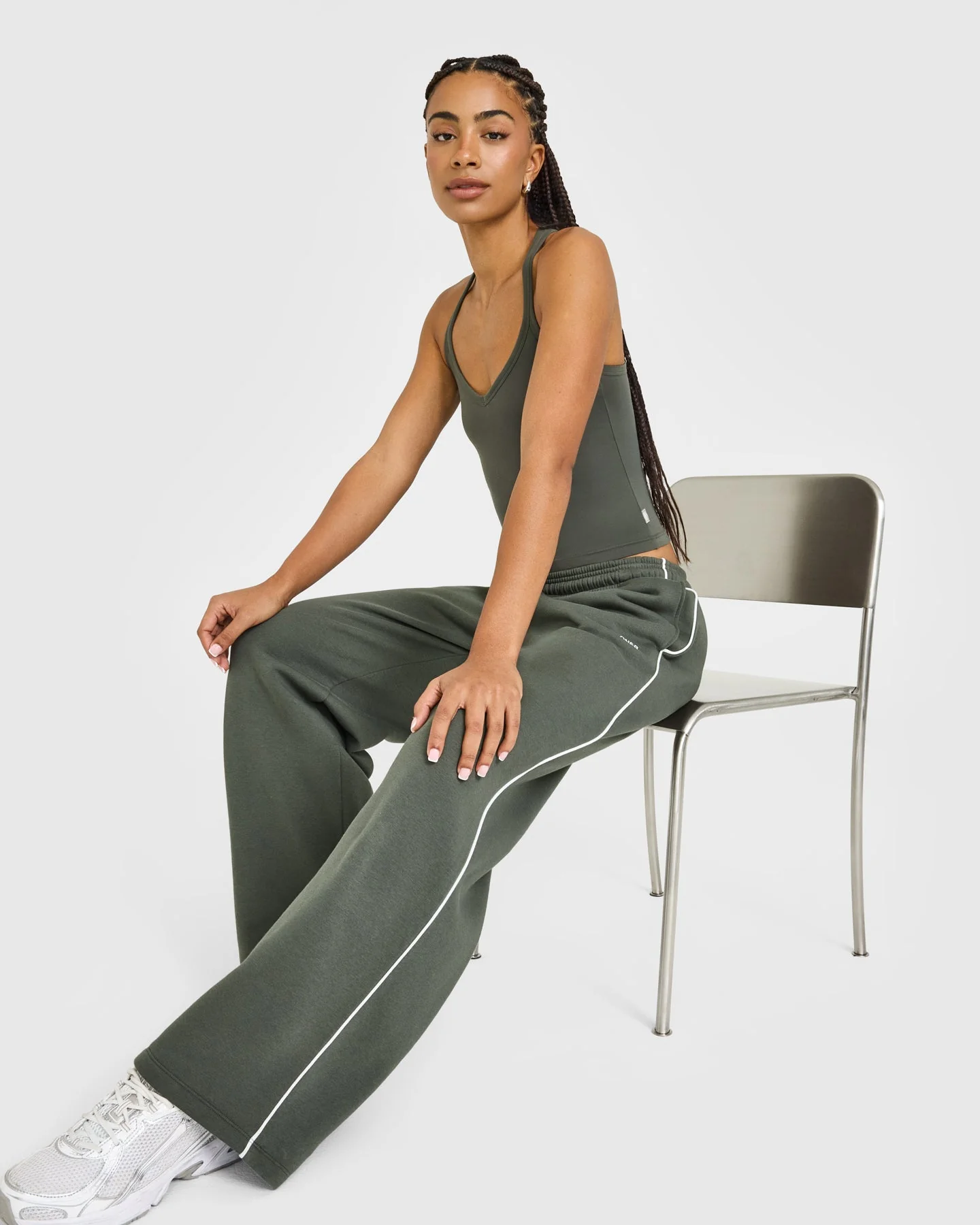 Cotton Racer Back Fitted Vest | Dark Khaki - Image 2