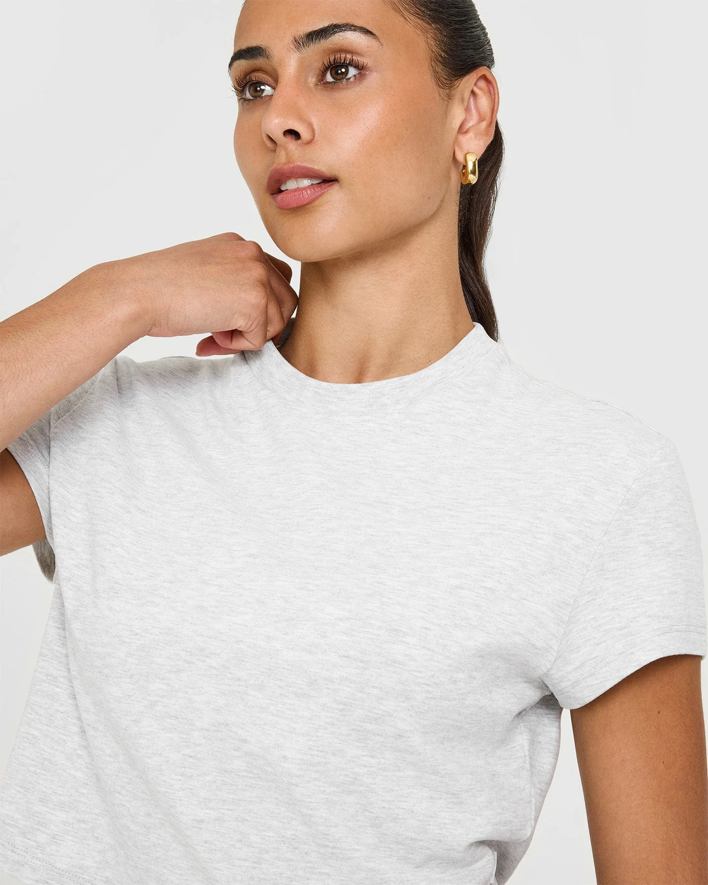 Cotton Relaxed T-Shirt | Light Grey Marl - Image 3