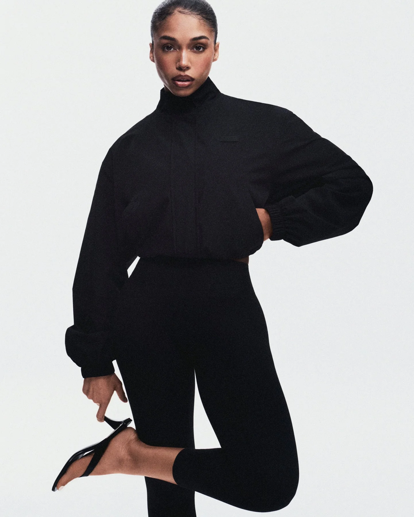 Cropped Bomber Jacket | Black - Image 2