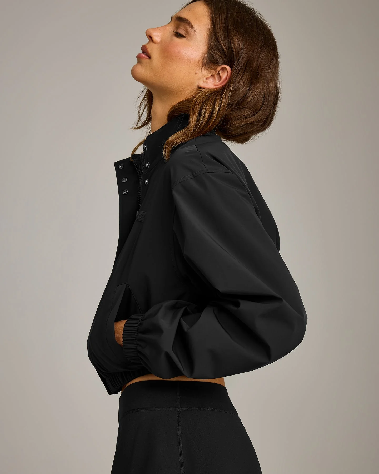 Cropped Bomber Jacket | Black - Image 4