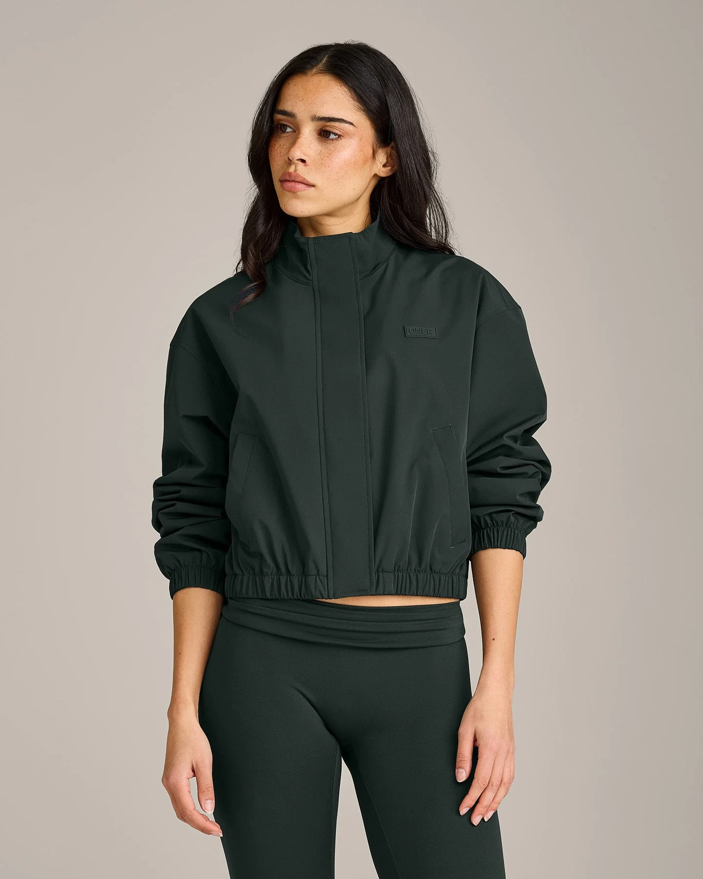 Cropped Bomber Jacket | Emerald Noir