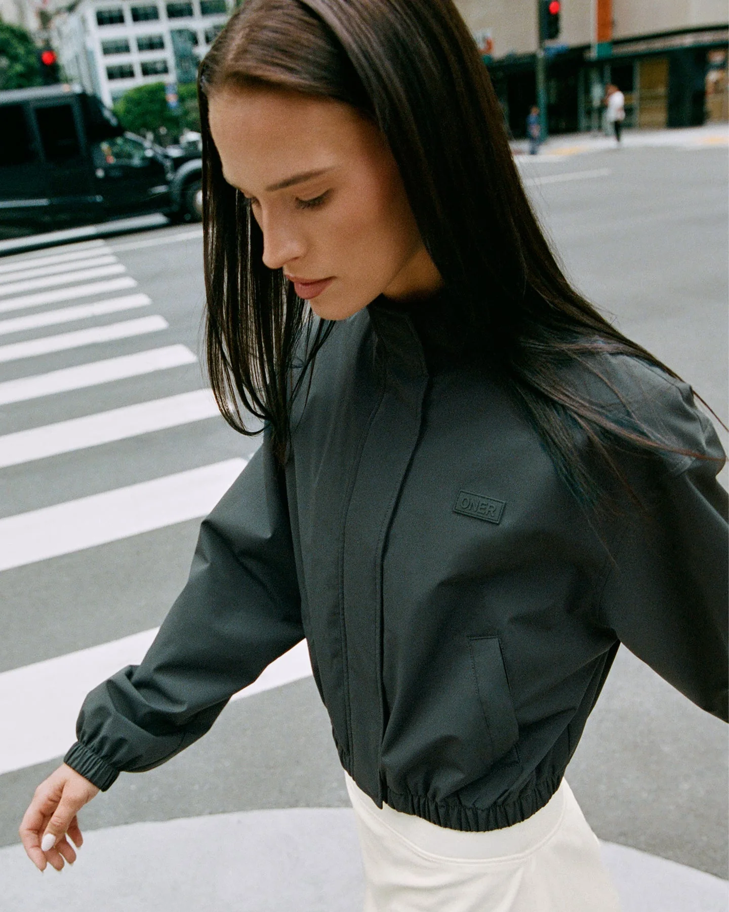 Cropped Bomber Jacket | Emerald Noir - Image 2