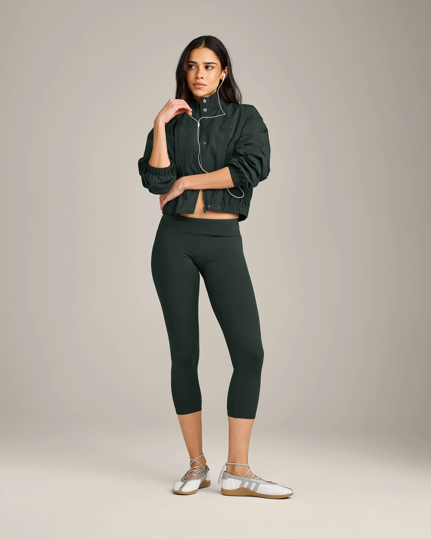 Cropped Bomber Jacket | Emerald Noir - Image 3