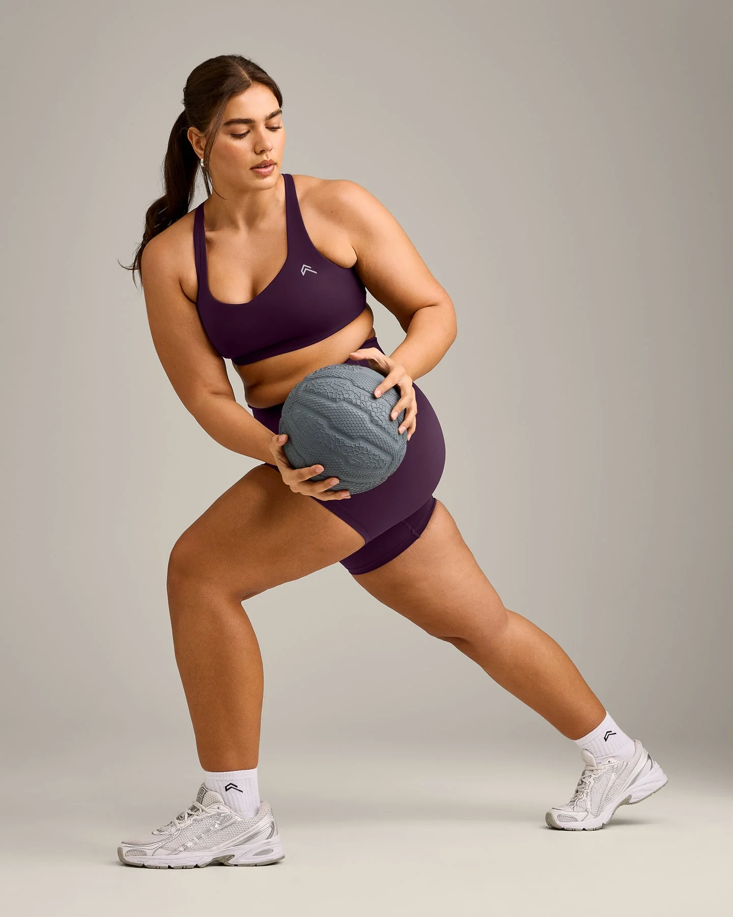 EasyLift™ Cross Back Sports Bra with Grey Logo | Blackberry Purple - Image 3