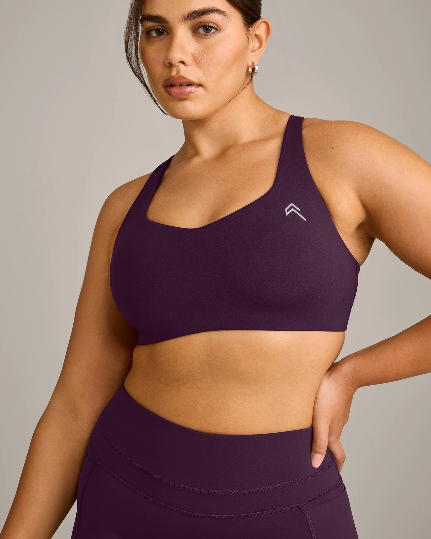 EasyLift™ Cross Back Sports Bra with Grey Logo | Blackberry Purple - Image 4