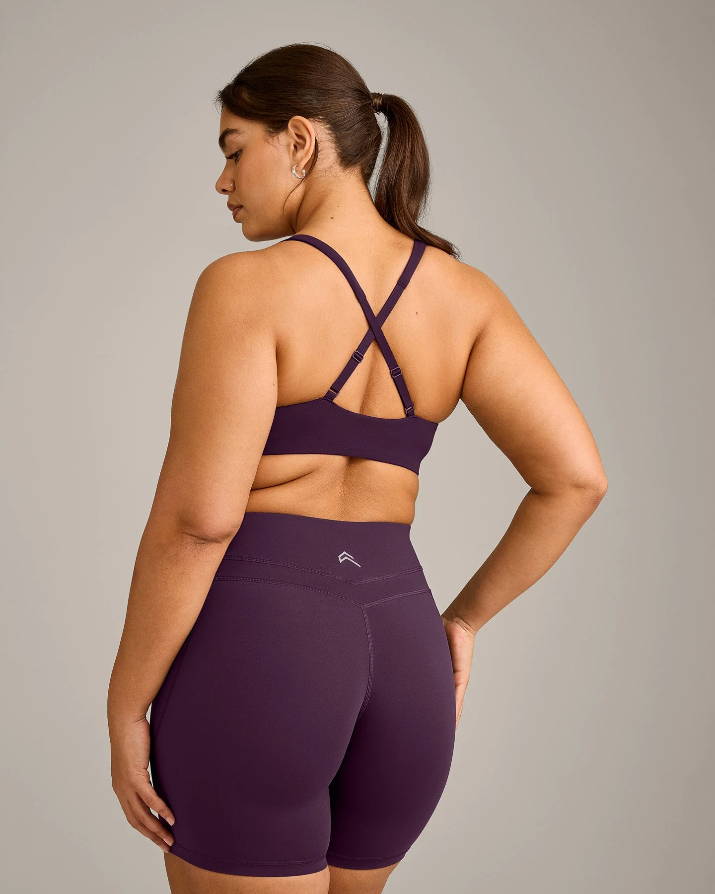 EasyLift™ Cross Back Sports Bra with Grey Logo | Blackberry Purple - Image 5