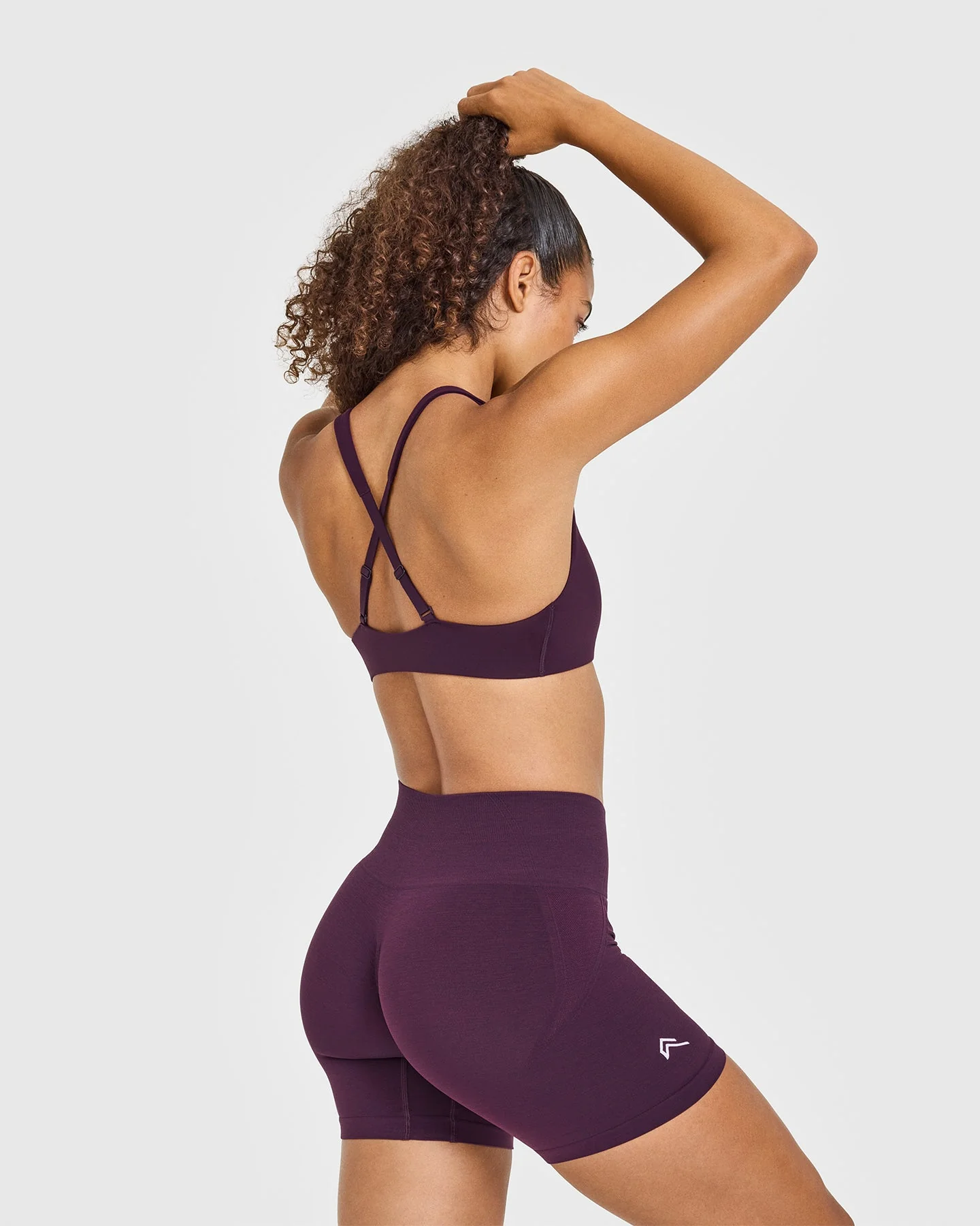 EasyLift™ Cross Back Sports Bra with White Logo | Blackberry Purple - Image 4