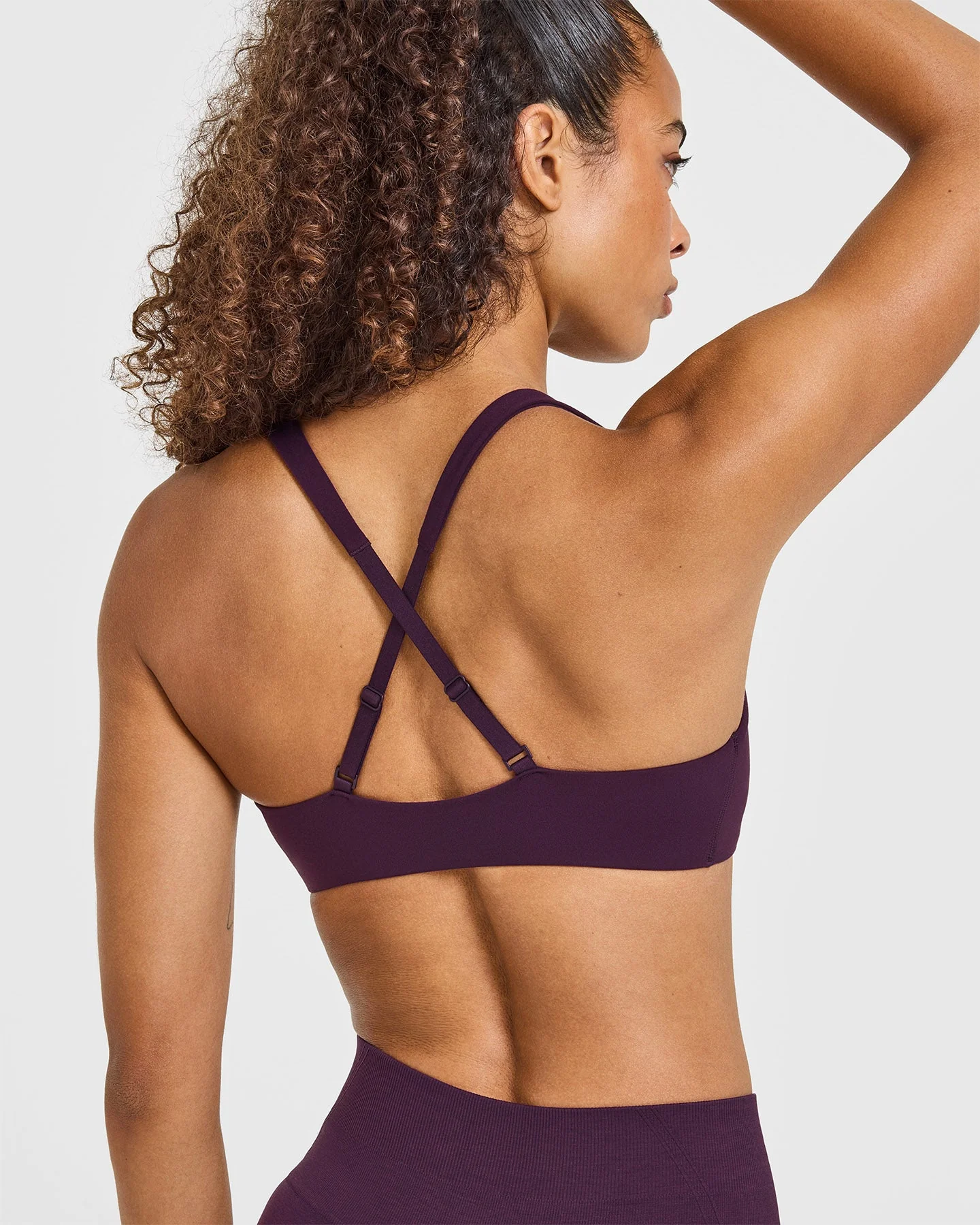 EasyLift™ Cross Back Sports Bra with White Logo | Blackberry Purple - Image 6