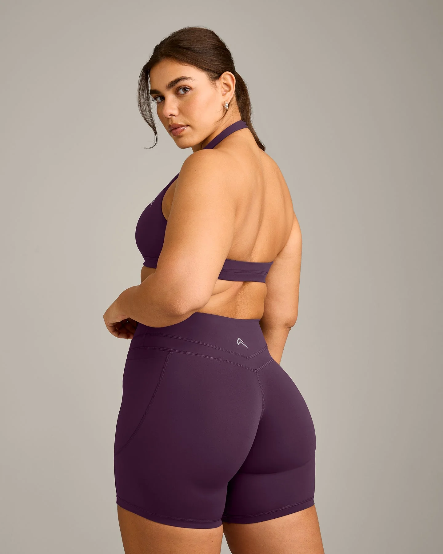 EasyLift™ Halter Bralette with Grey Logo | Blackberry Purple - Image 2