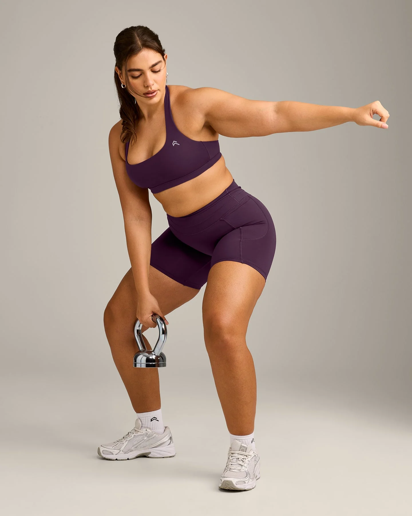 EasyLift™ Halter Bralette with Grey Logo | Blackberry Purple - Image 3