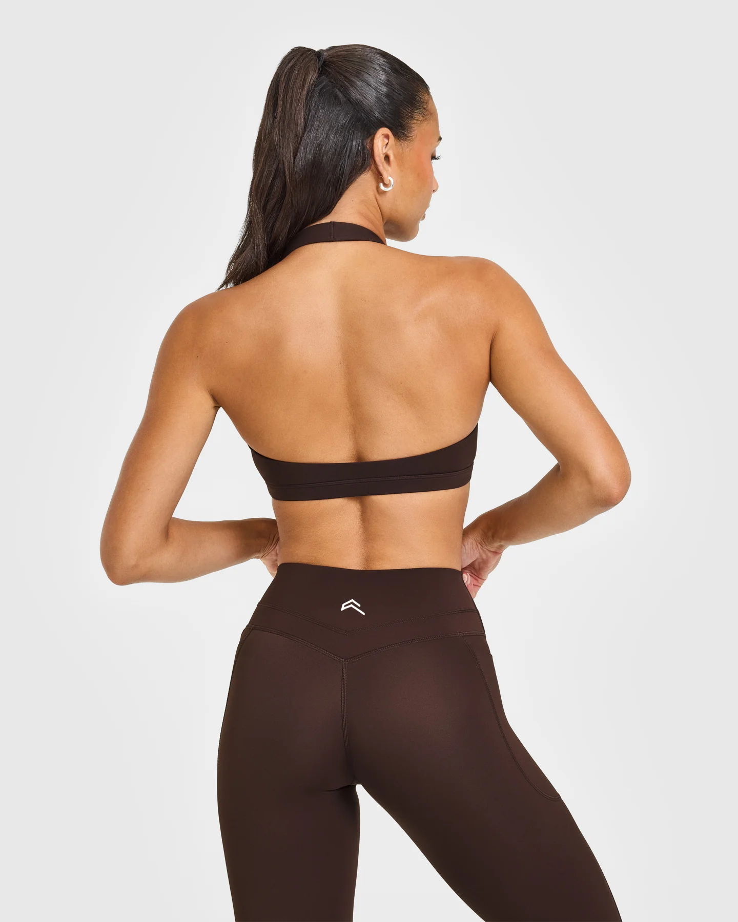 EasyLift™ Halter Bralette with White Logo | 70% Cocoa - Image 2