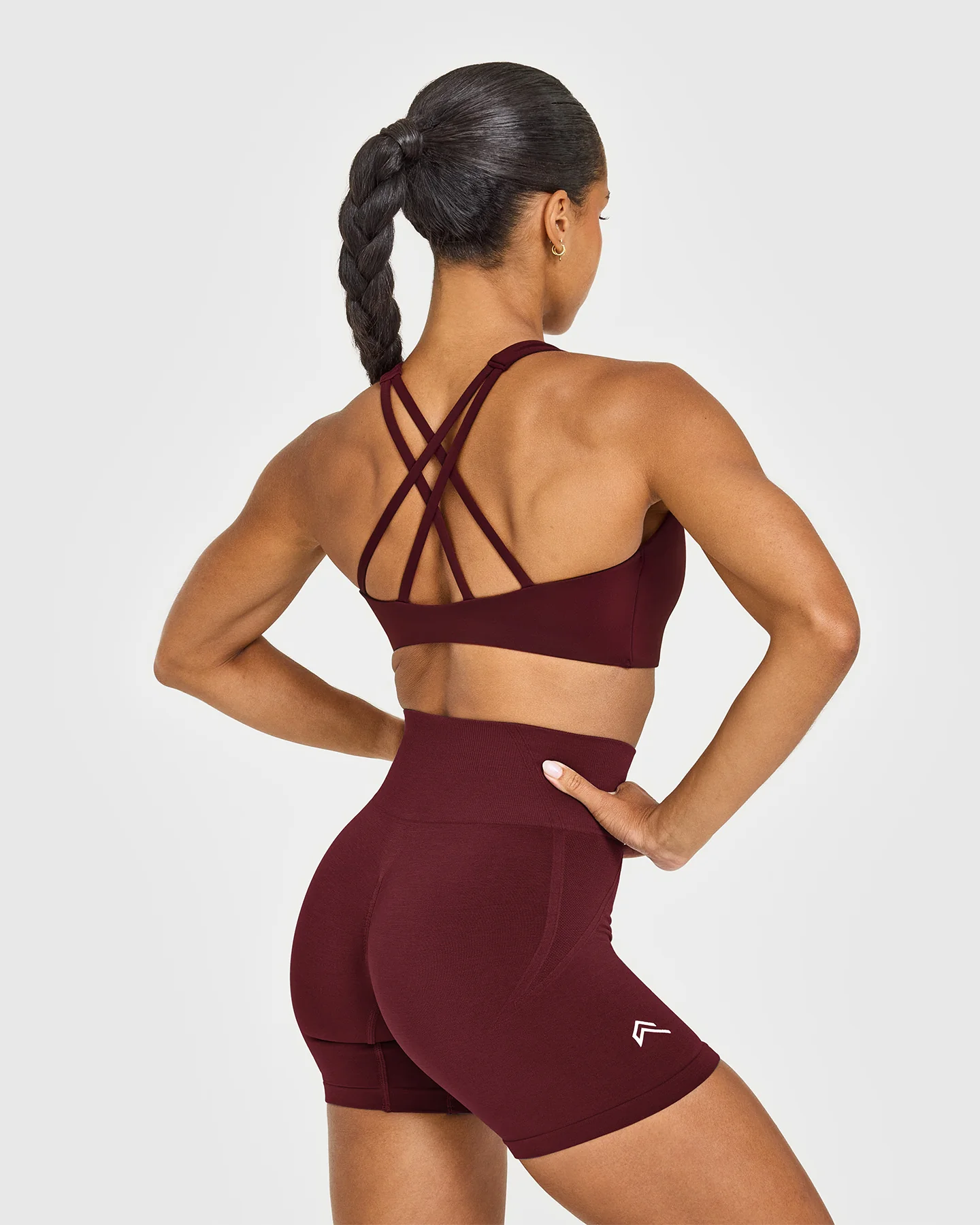 EasyLift™ High Neck Sports Bra with White Logo | Rosewood - Image 2