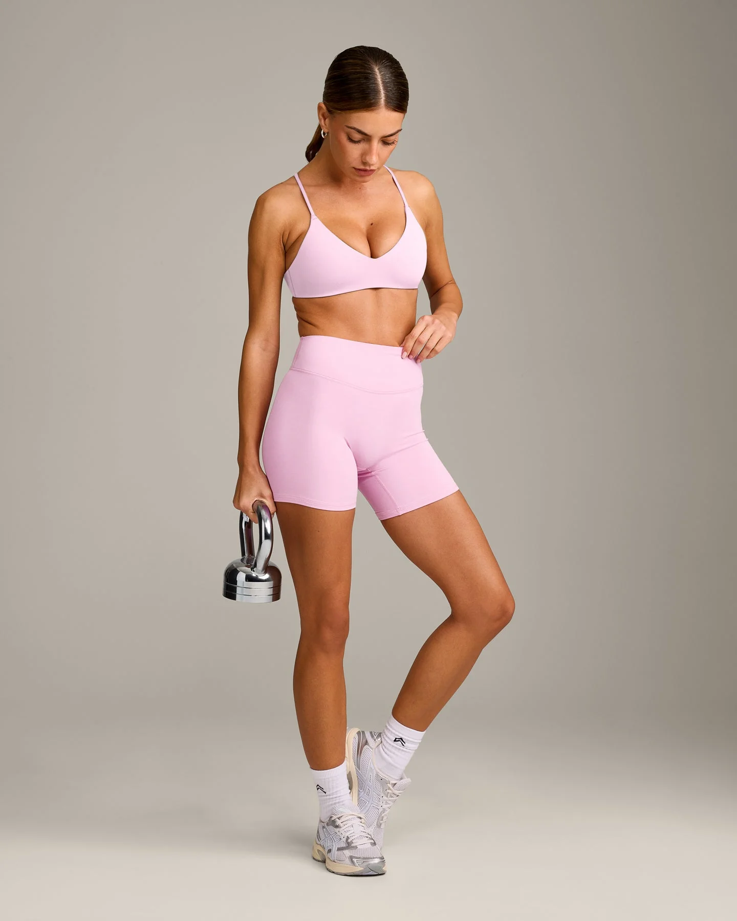 EasyLift™ Ultra Minimal Bralette with Grey Logo | Chalk Pink - Image 3