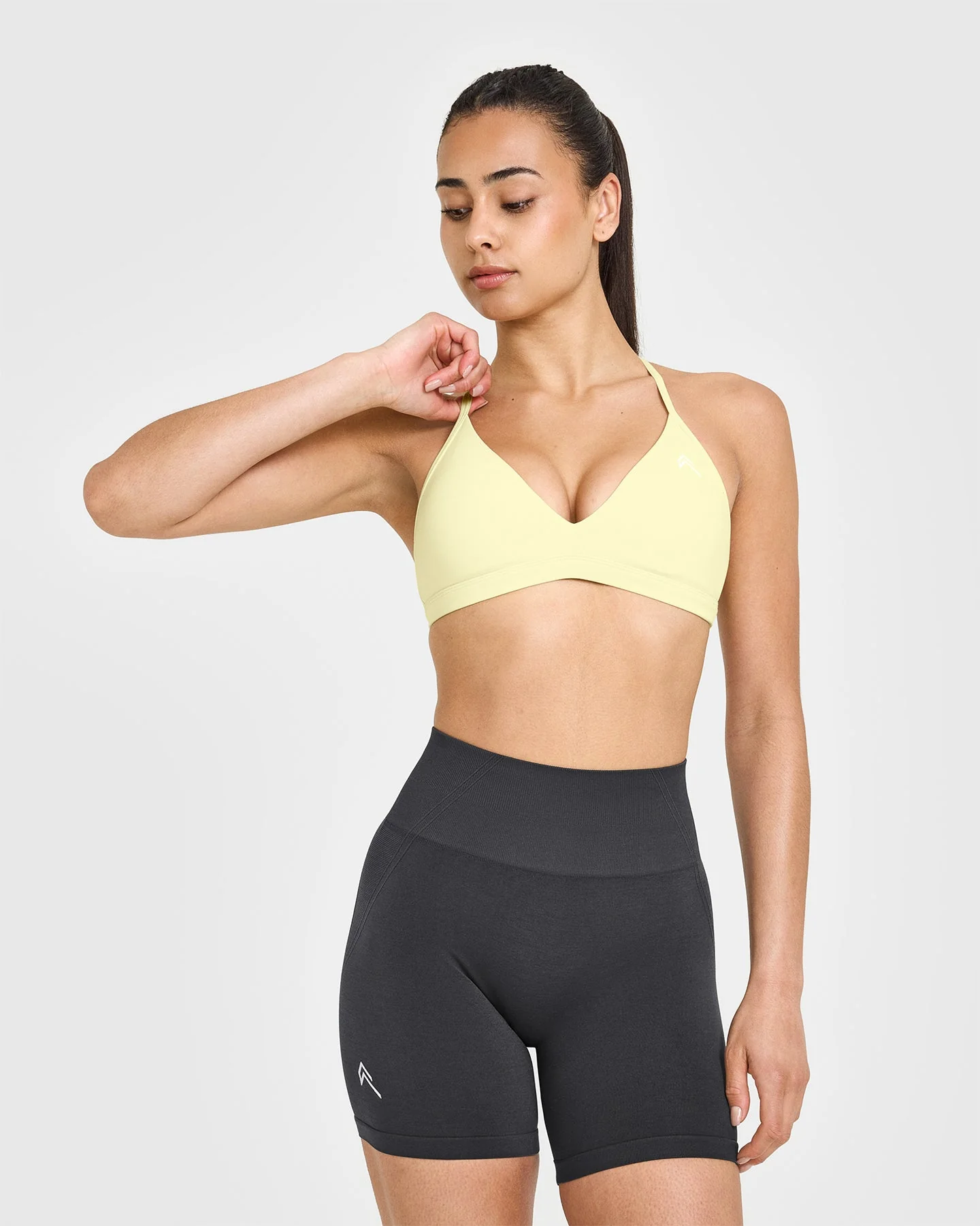 EasyLift™ Ultra Minimal V Neck Bralette with White Logo | Pastel Yellow
