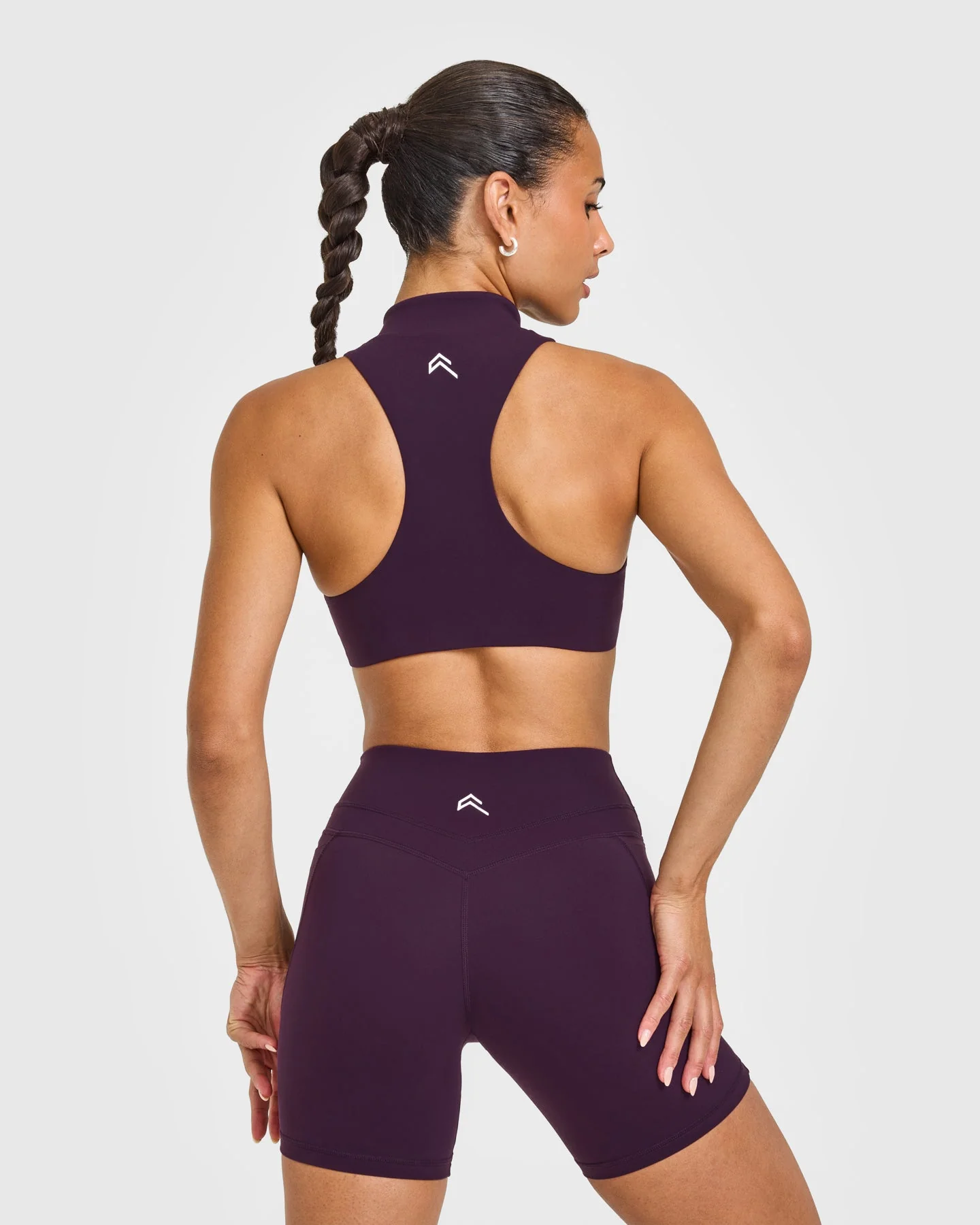 EasyLift™ Zip High Neck Sports Bra with White Logo | Blackberry Purple - Image 5