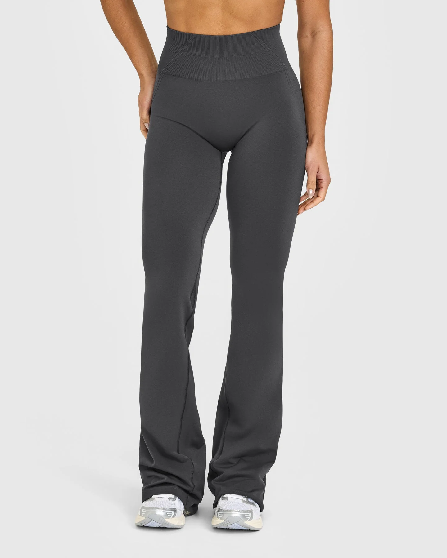 EffortlessLift™ Seamless Flared Bottoms with White Logo | Coal - Image 2