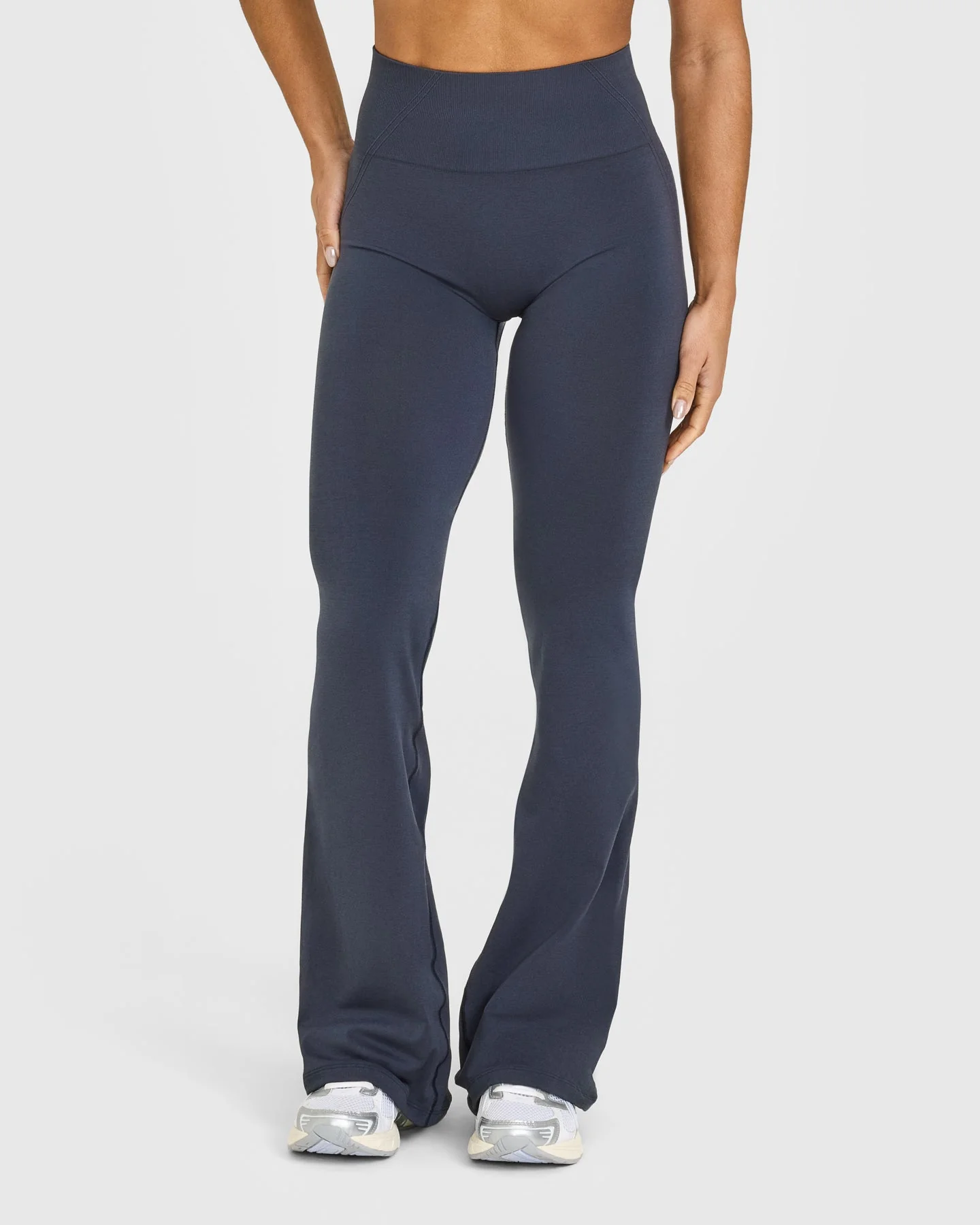 EffortlessLift™ Seamless Flared Bottoms with White Logo | True Blue - Image 2