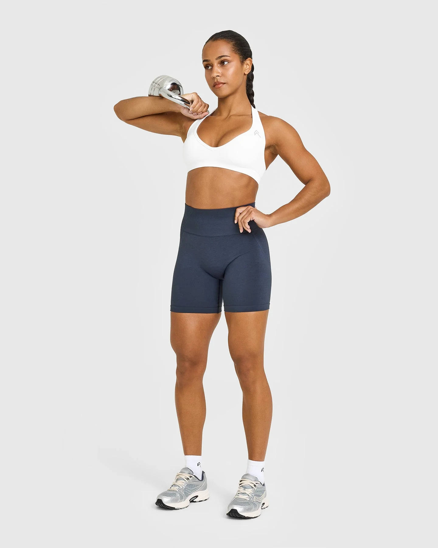 EffortlessLift™ Seamless Halter Neck Sports Bra | White - Image 3