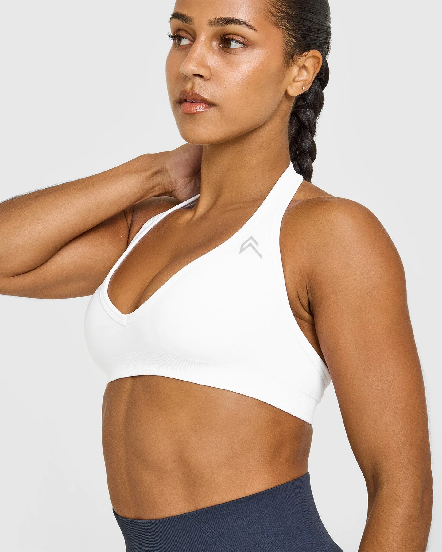 EffortlessLift™ Seamless Halter Neck Sports Bra | White - Image 5