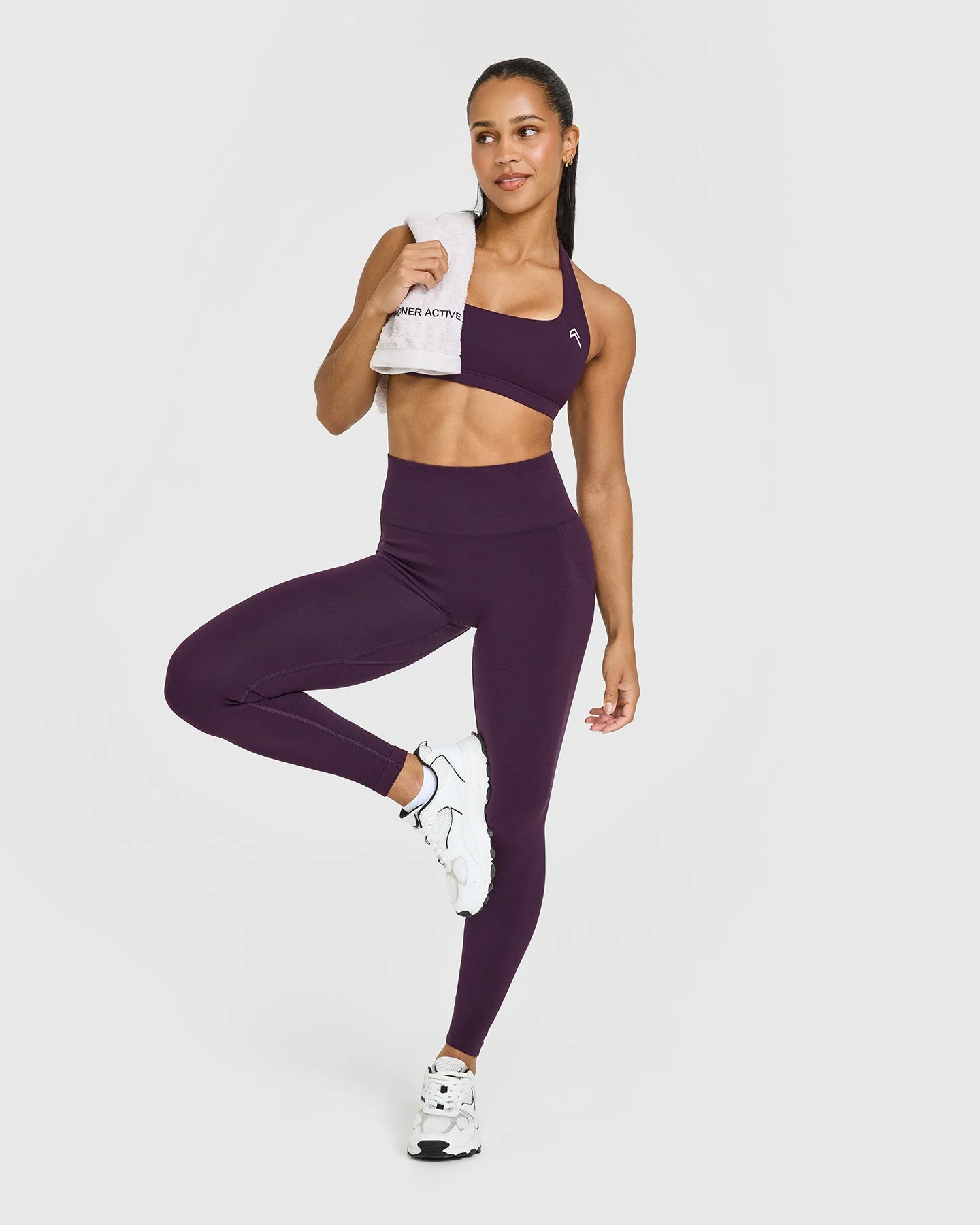 EffortlessLift™ Seamless Leggings with White Logo | Blackberry Purple - Image 3