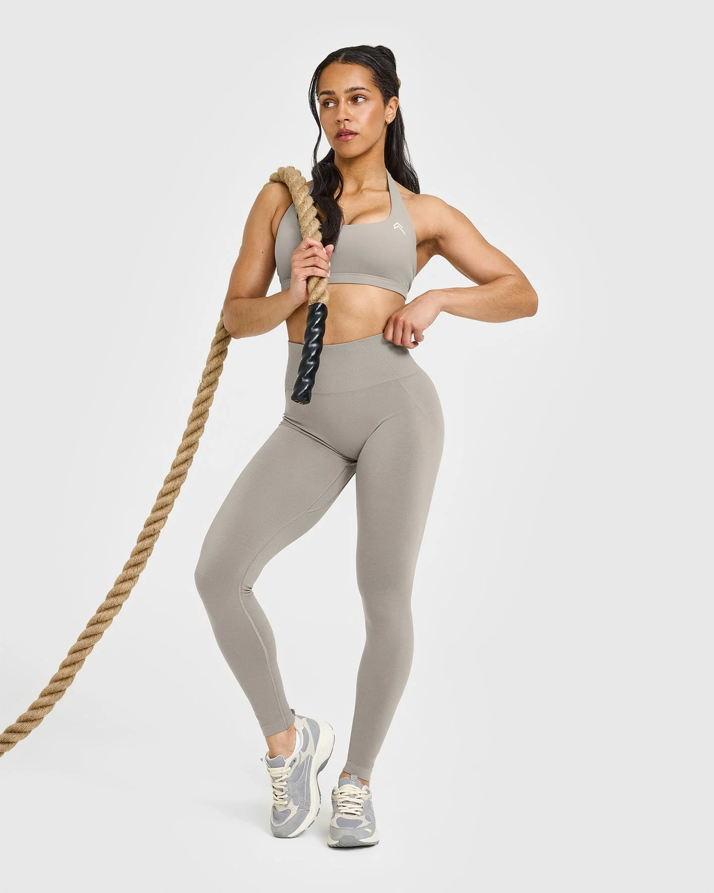 EffortlessLift™ Seamless Leggings with White Logo | Warm Sand - Image 3