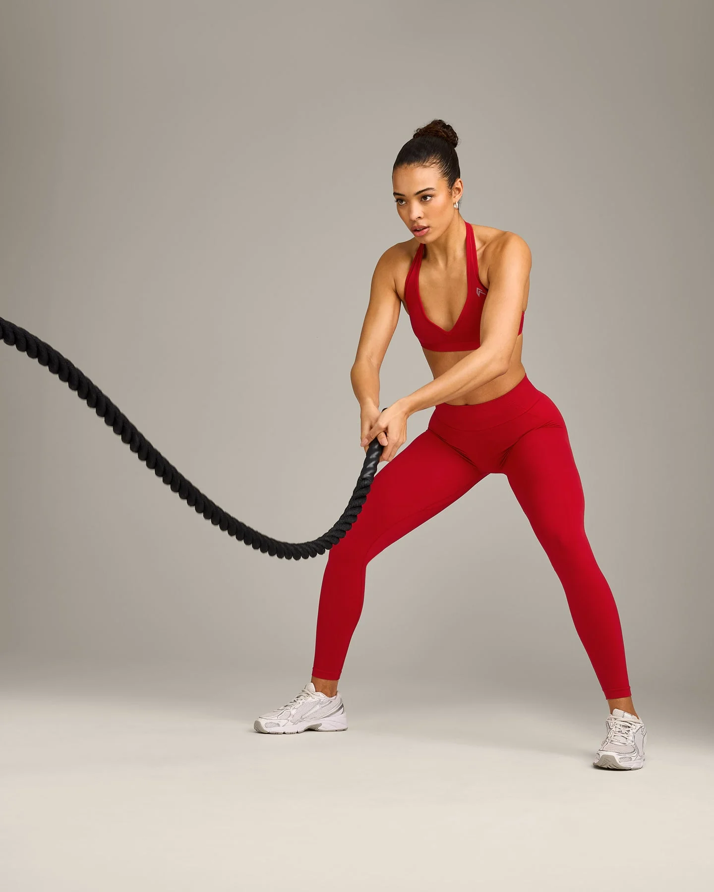 EffortlessLift™ Seamless Mid Rise Leggings with Grey Logo | Fiery Red - Image 6