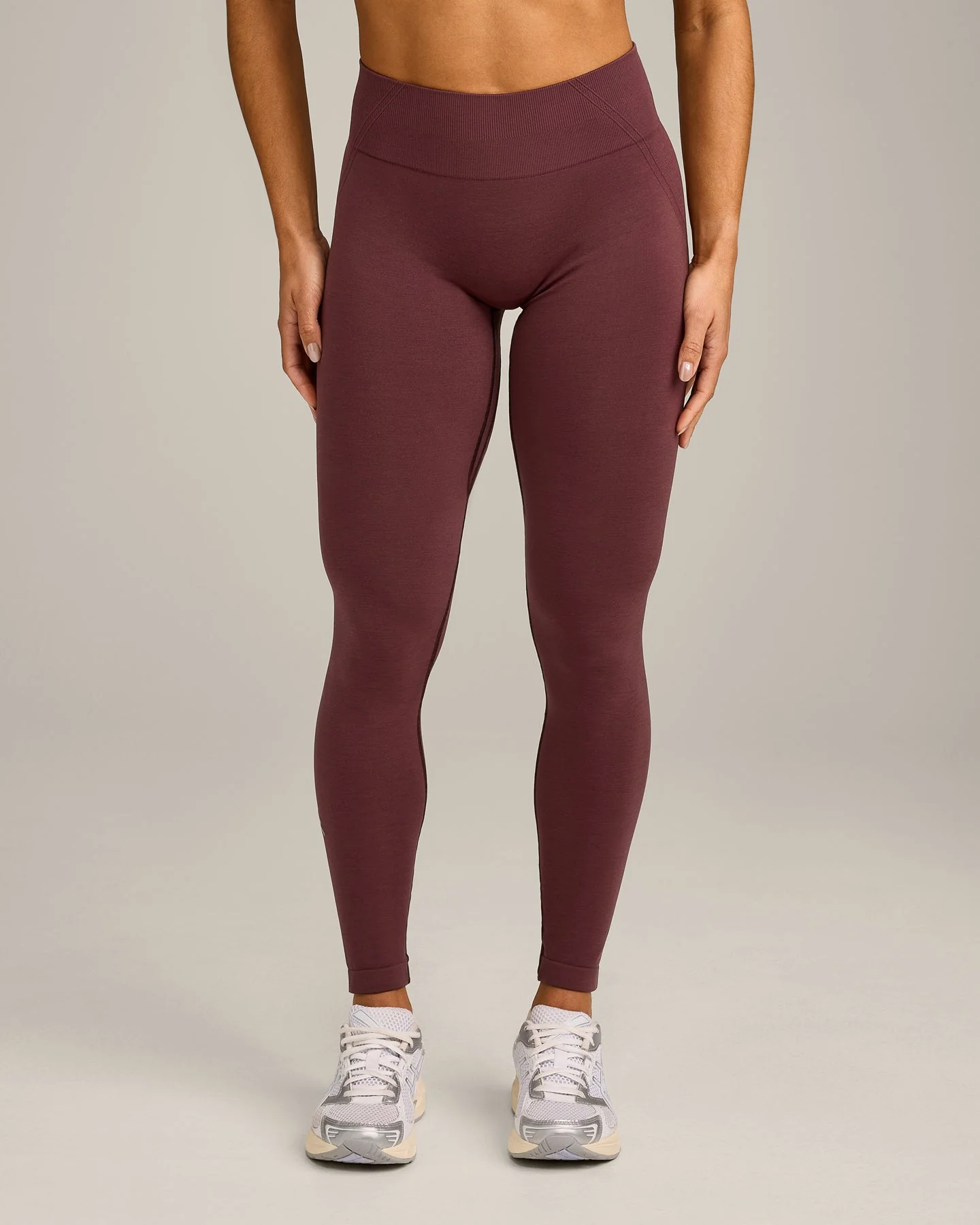 EffortlessLift™ Seamless Mid Rise Leggings with Grey Logo | Velvet Mocha - Image 6