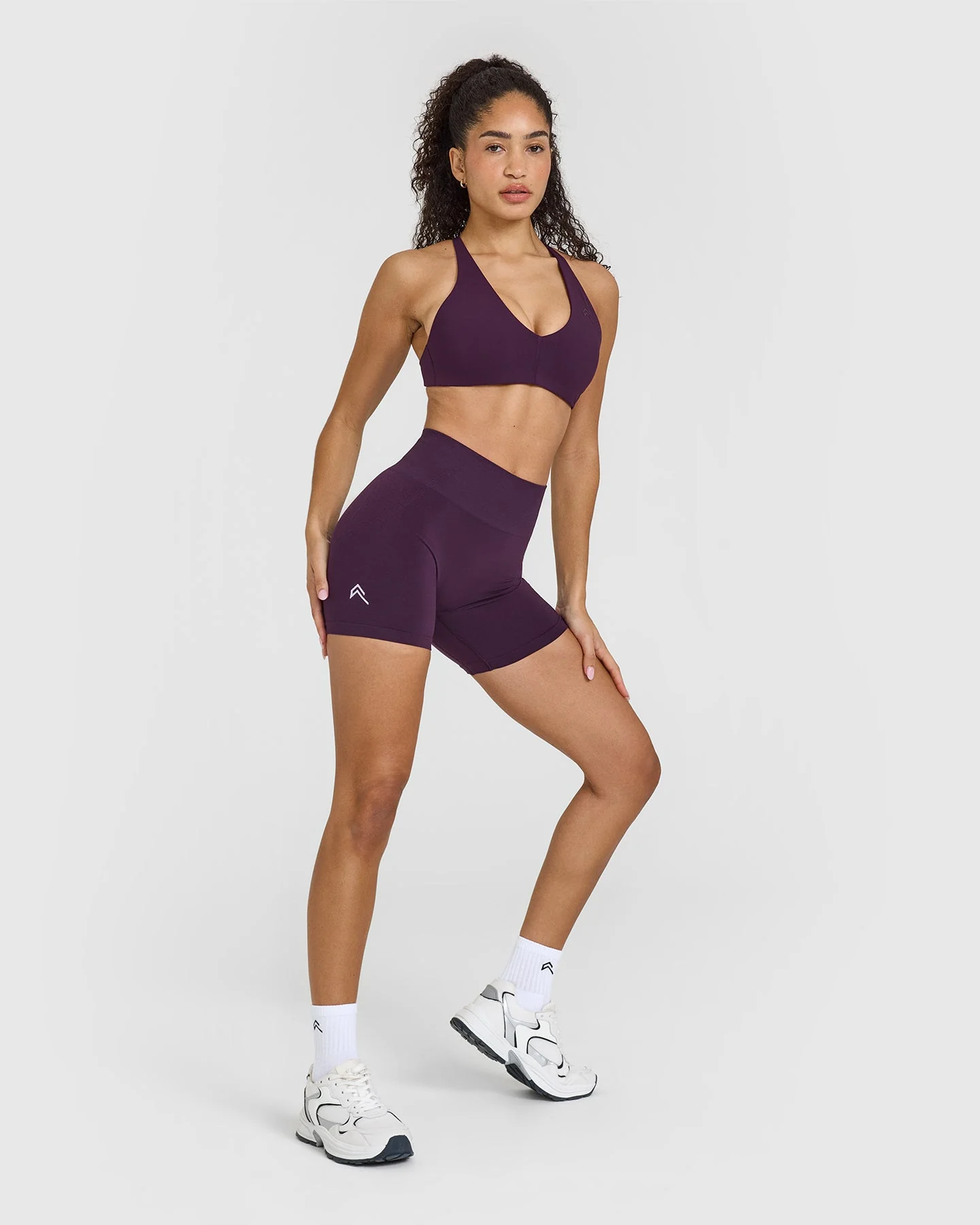 EffortlessLift™ Seamless Shorts with White Logo | Blackberry Purple - Image 3