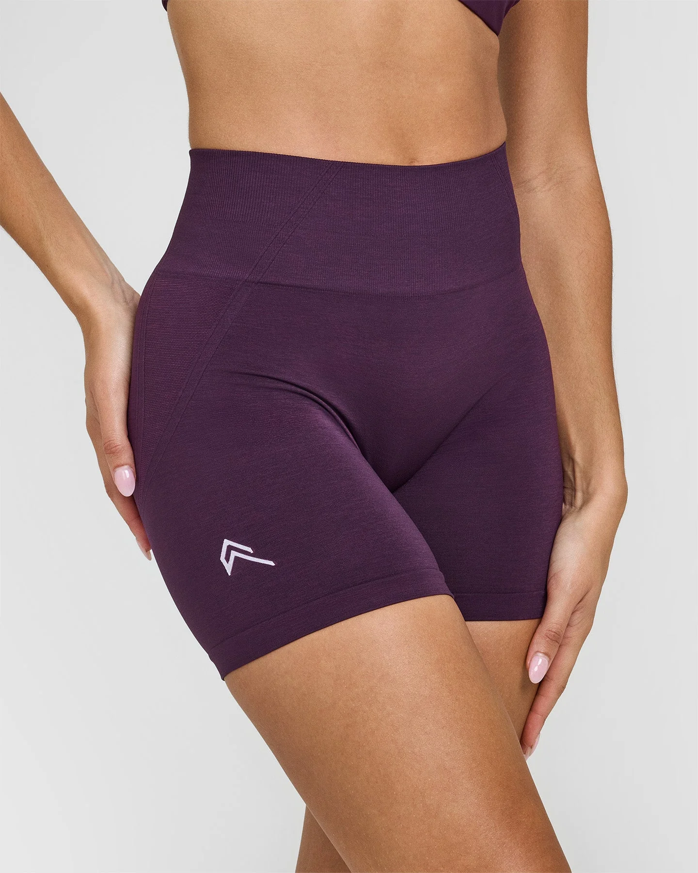 EffortlessLift™ Seamless Shorts with White Logo | Blackberry Purple - Image 4