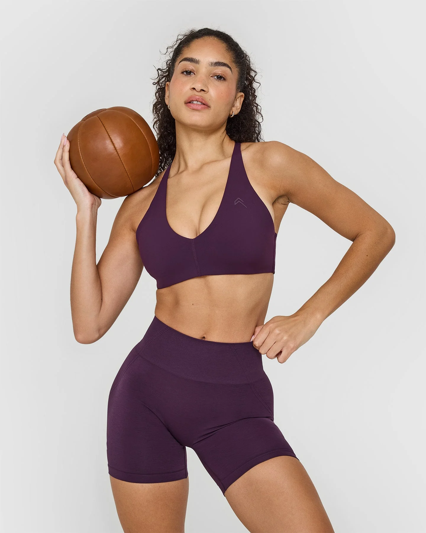 EffortlessLift™ Seamless Shorts with White Logo | Blackberry Purple - Image 6
