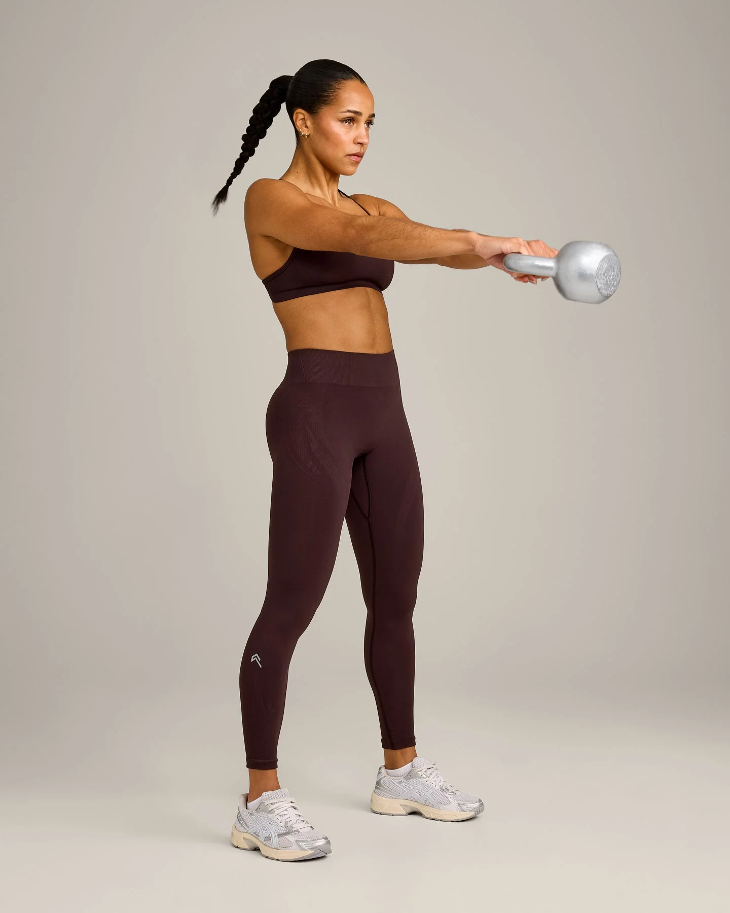 EnhanceLift™ Seamless Leggings with Grey Logo | Plum Brown - Image 3