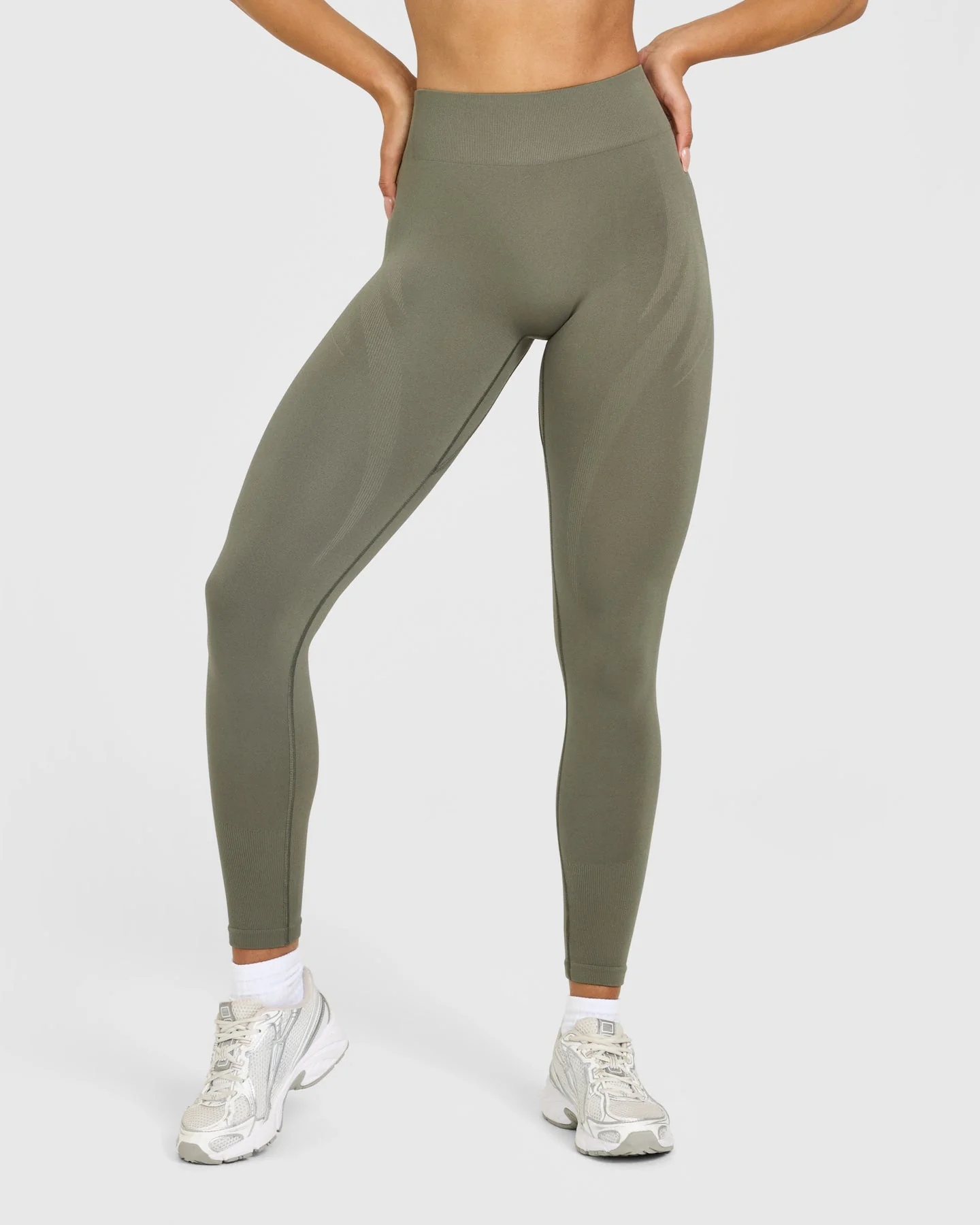 EnhanceLift™ Seamless Leggings with White Logo | Alpine Green - Image 2