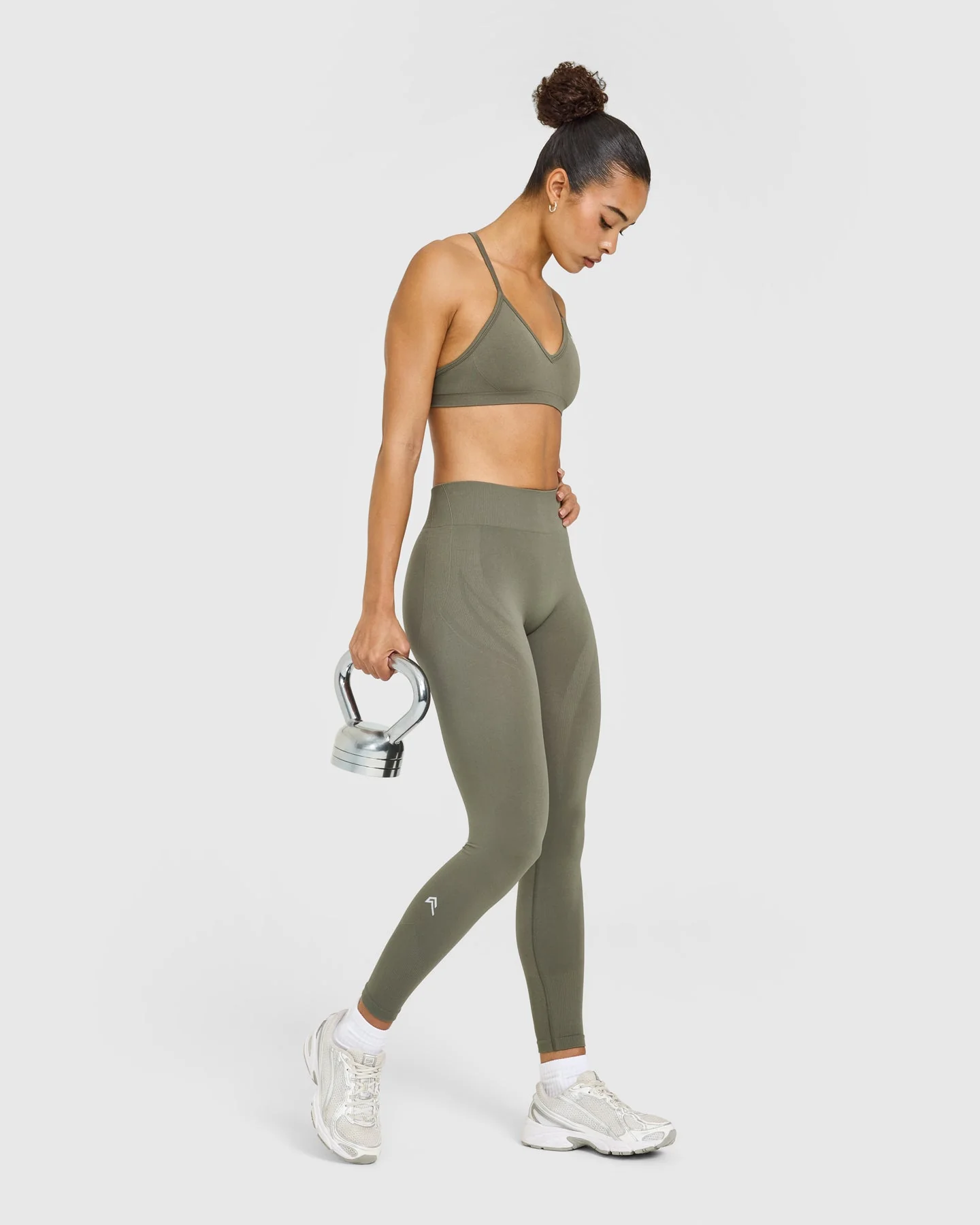 EnhanceLift™ Seamless Leggings with White Logo | Alpine Green - Image 3