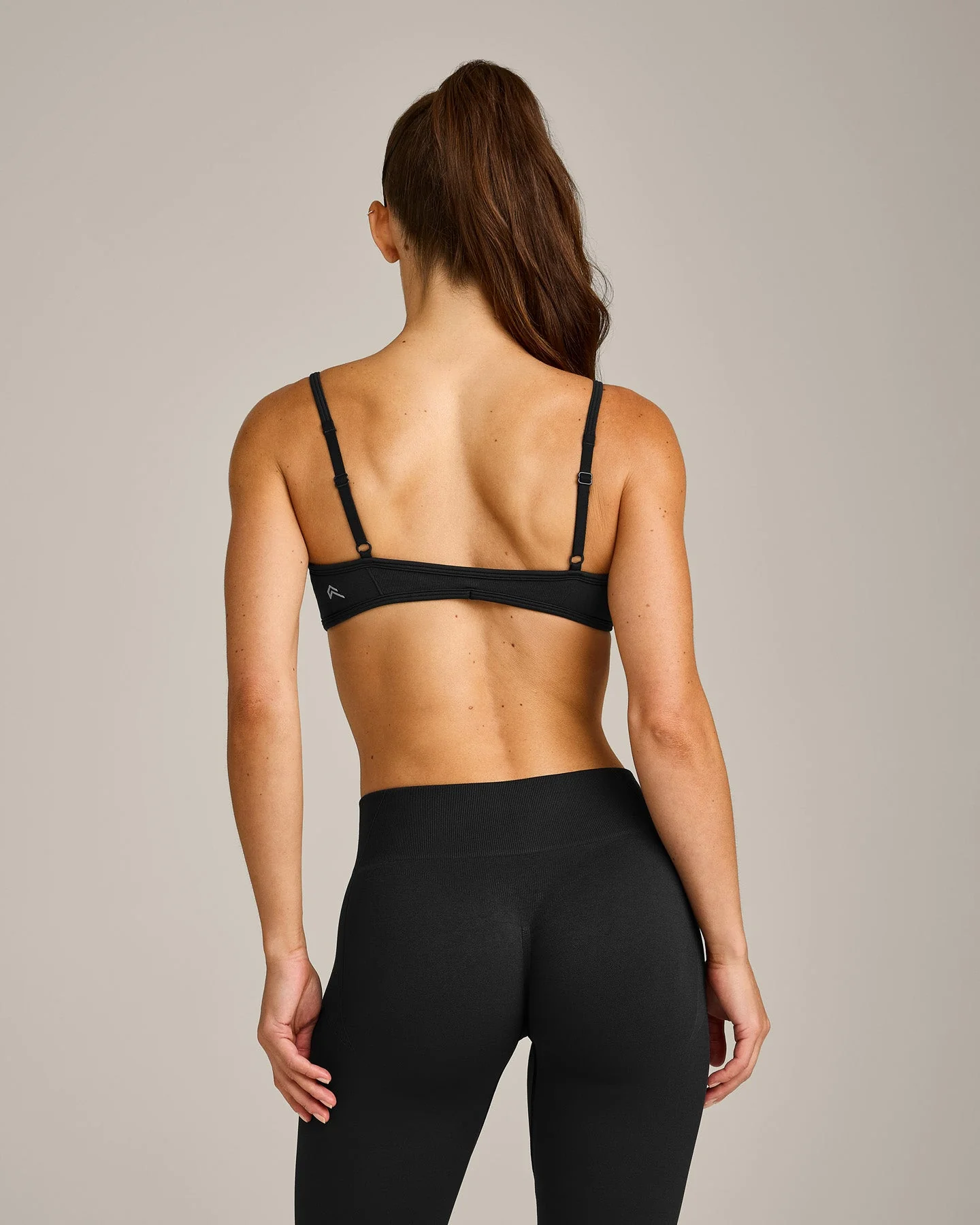 EnhanceLift™ Seamless Minimal Bralette with Grey Logo | Black - Image 6