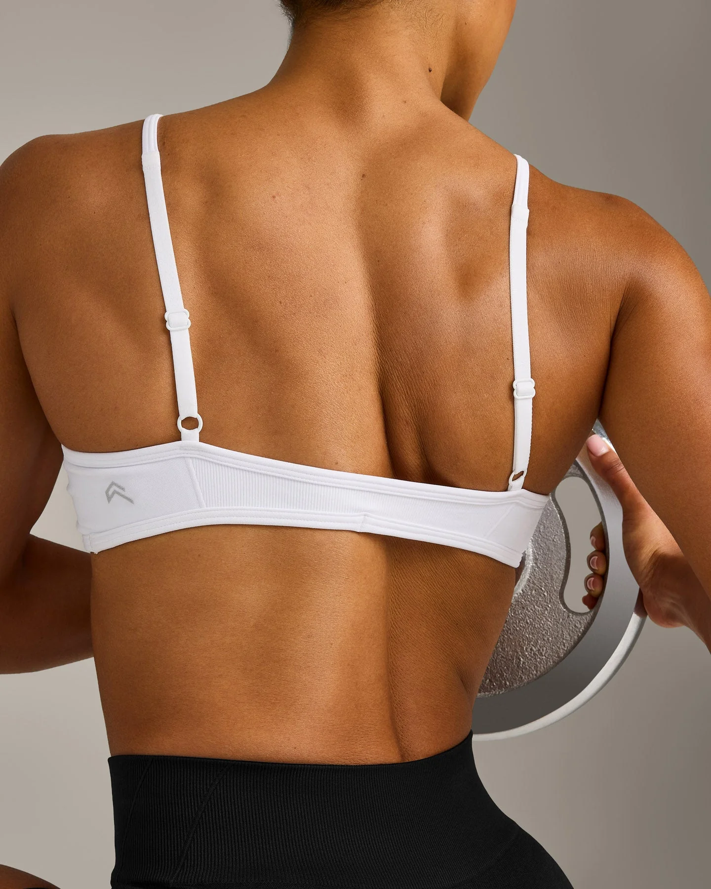 EnhanceLift™ Seamless Minimal Bralette with Grey Logo | White - Image 2