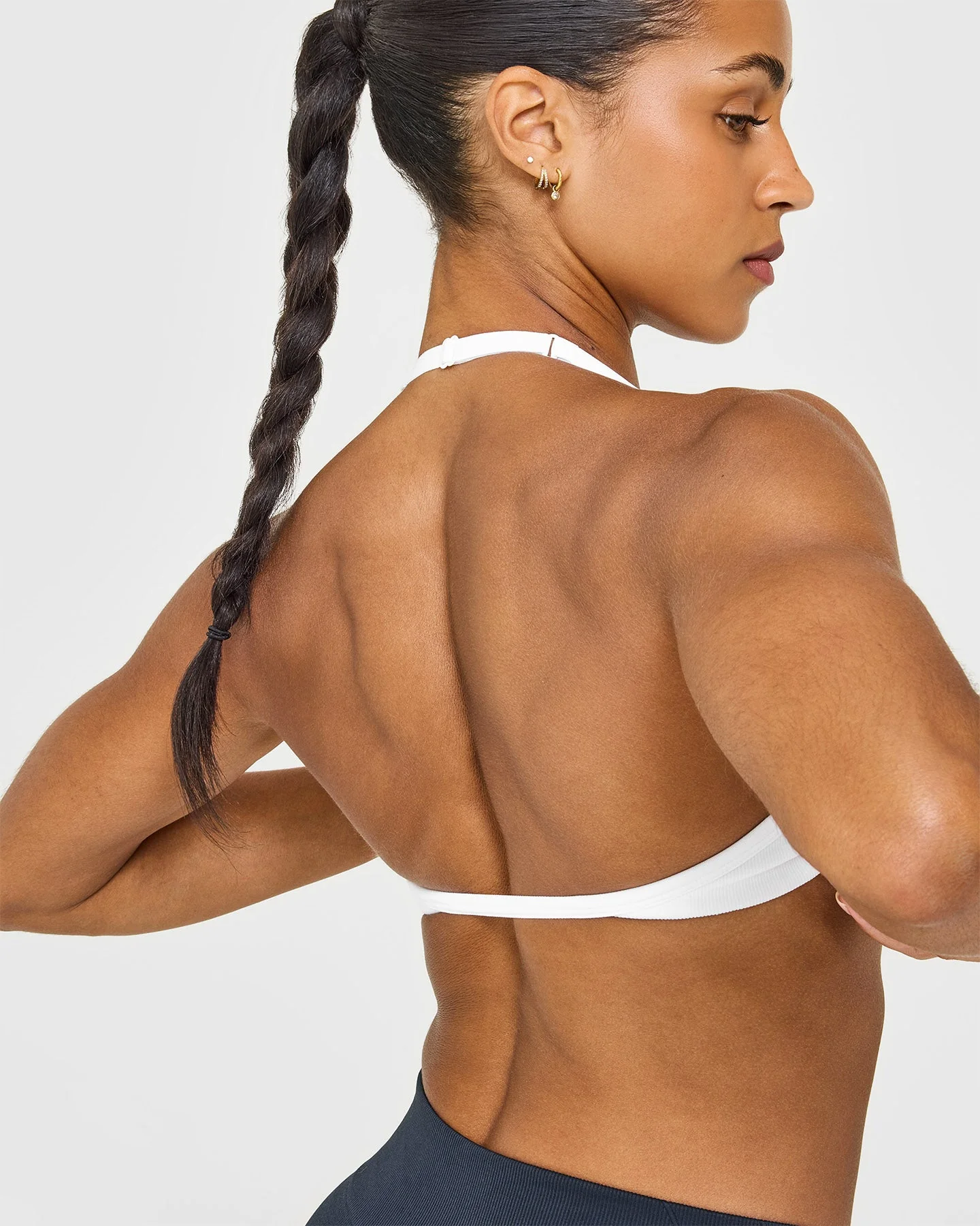 EnhanceLift™ Seamless Minimal Halter Neck Bralette | White - Image 4