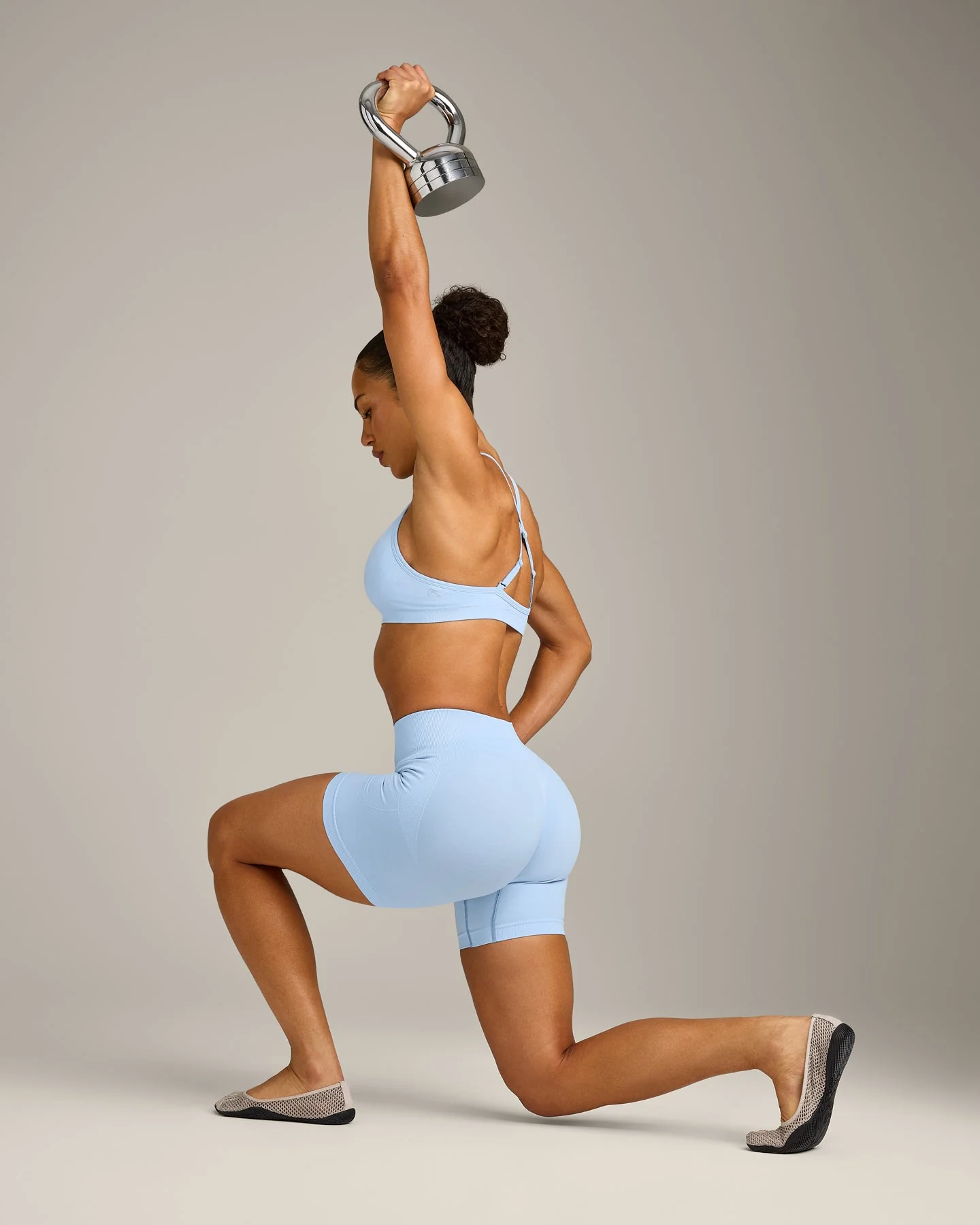 EnhanceLift™ Seamless Shorts with Grey Logo | Powdered Blue - Image 3