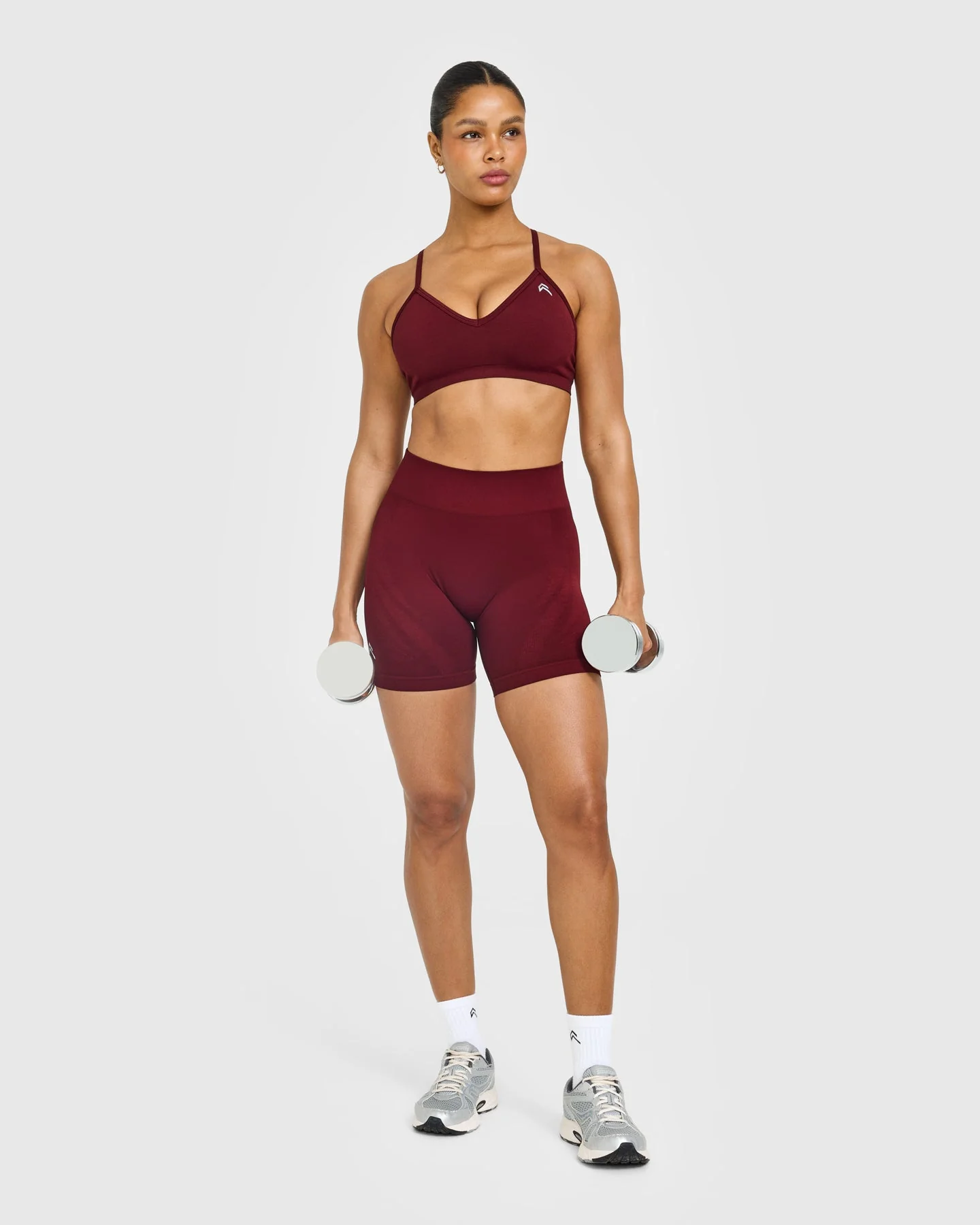 EnhanceLift™ Seamless Strappy Sports Bra with White Logo | Rosewood - Image 3