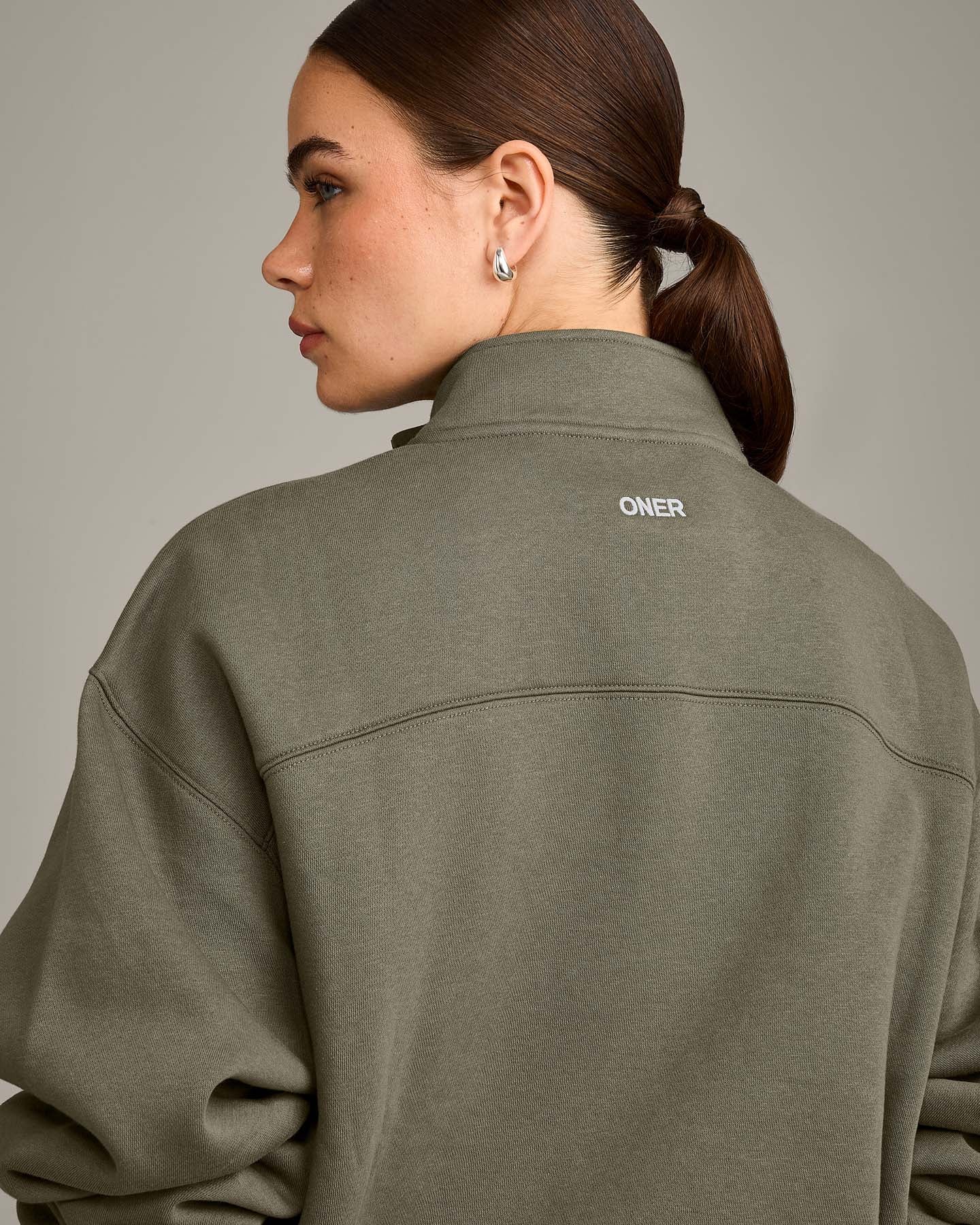 Foundations Cosy 1/4 Zip Sweatshirt | Alpine Green - Image 2