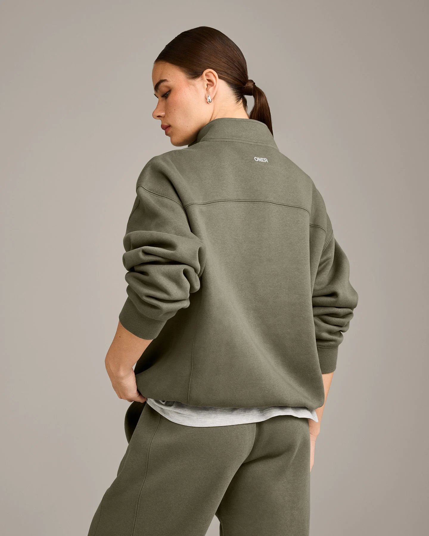 Foundations Cosy 1/4 Zip Sweatshirt | Alpine Green - Image 5