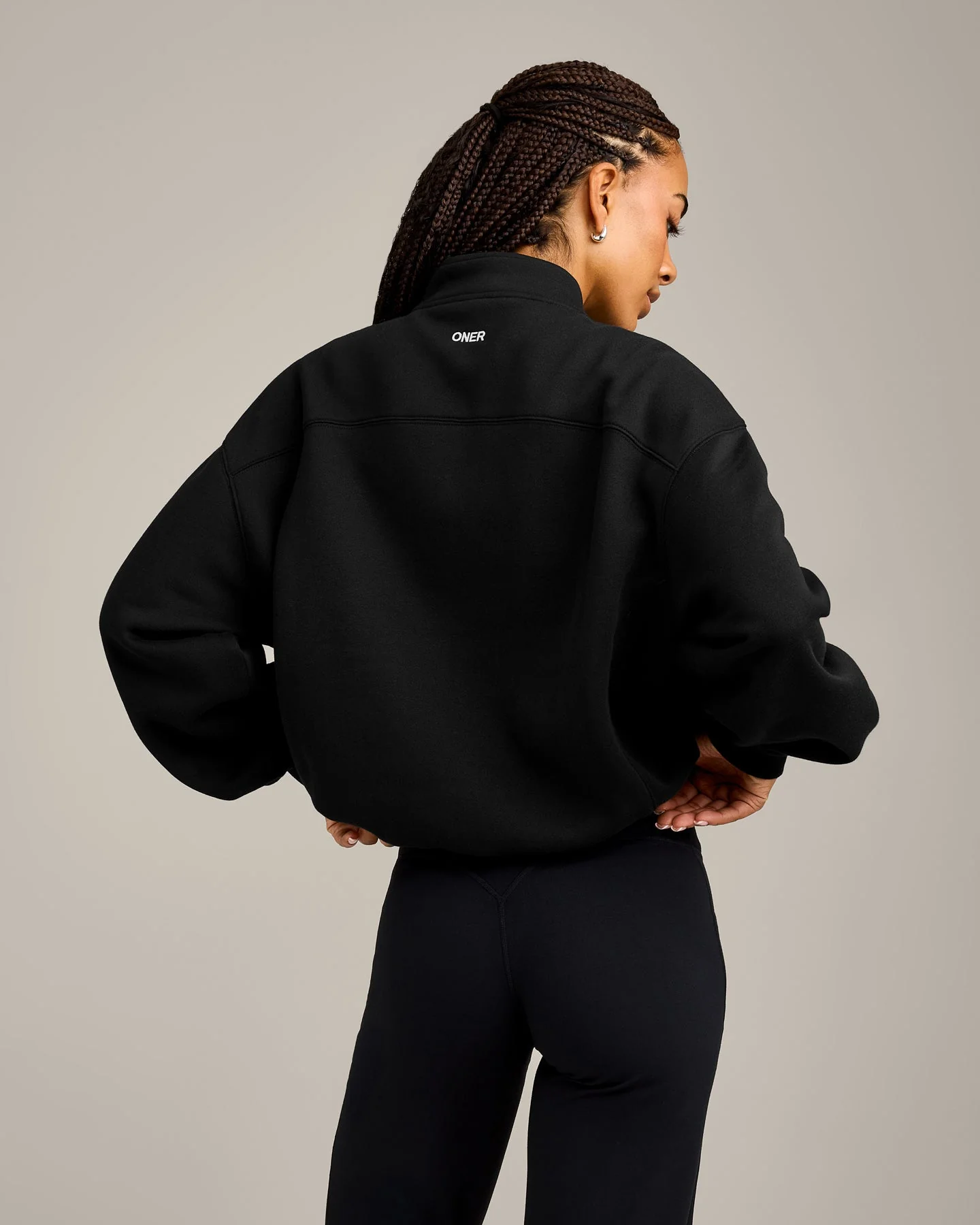 Foundations Cosy 1/4 Zip Sweatshirt | Black - Image 2