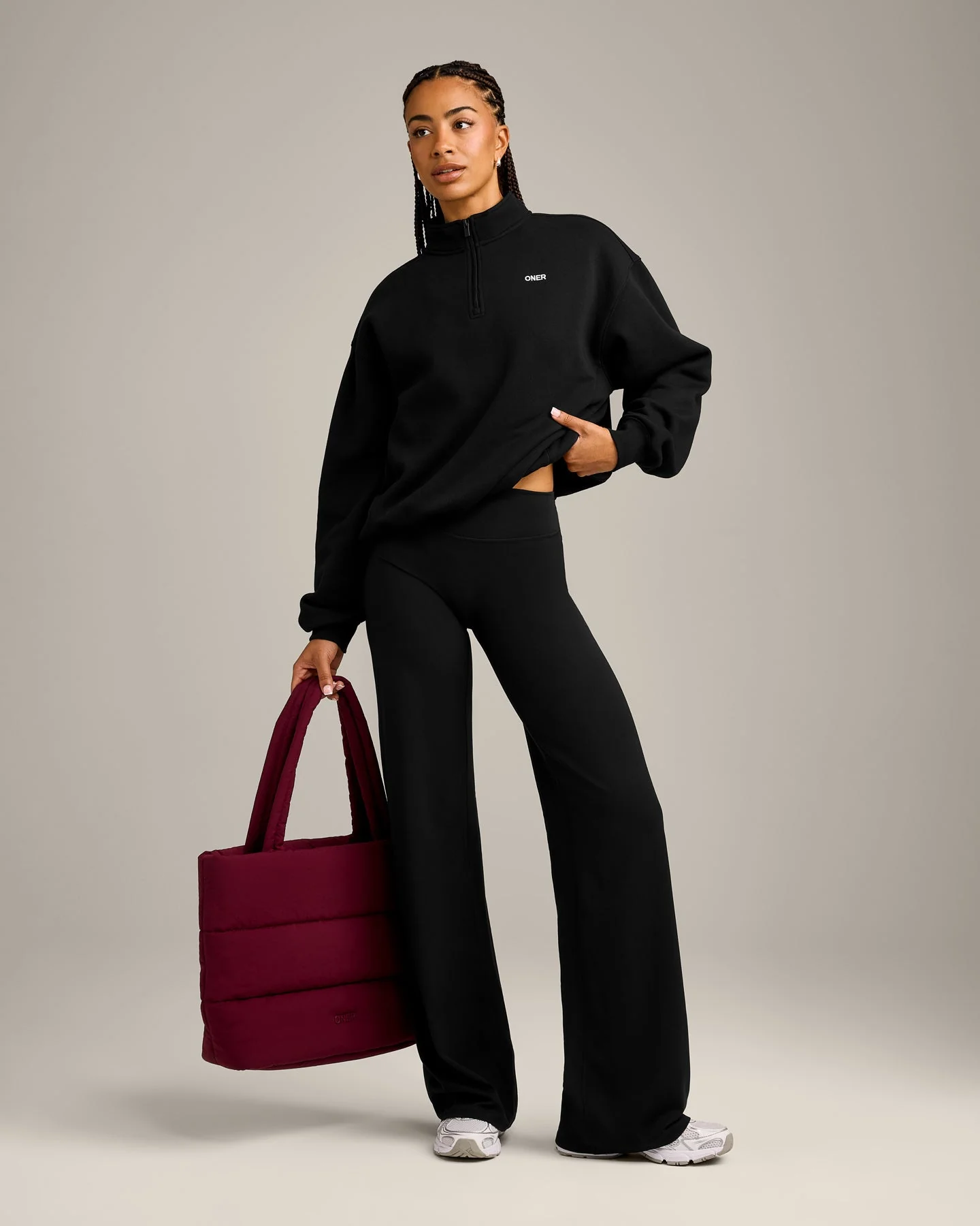 Foundations Cosy 1/4 Zip Sweatshirt | Black - Image 3
